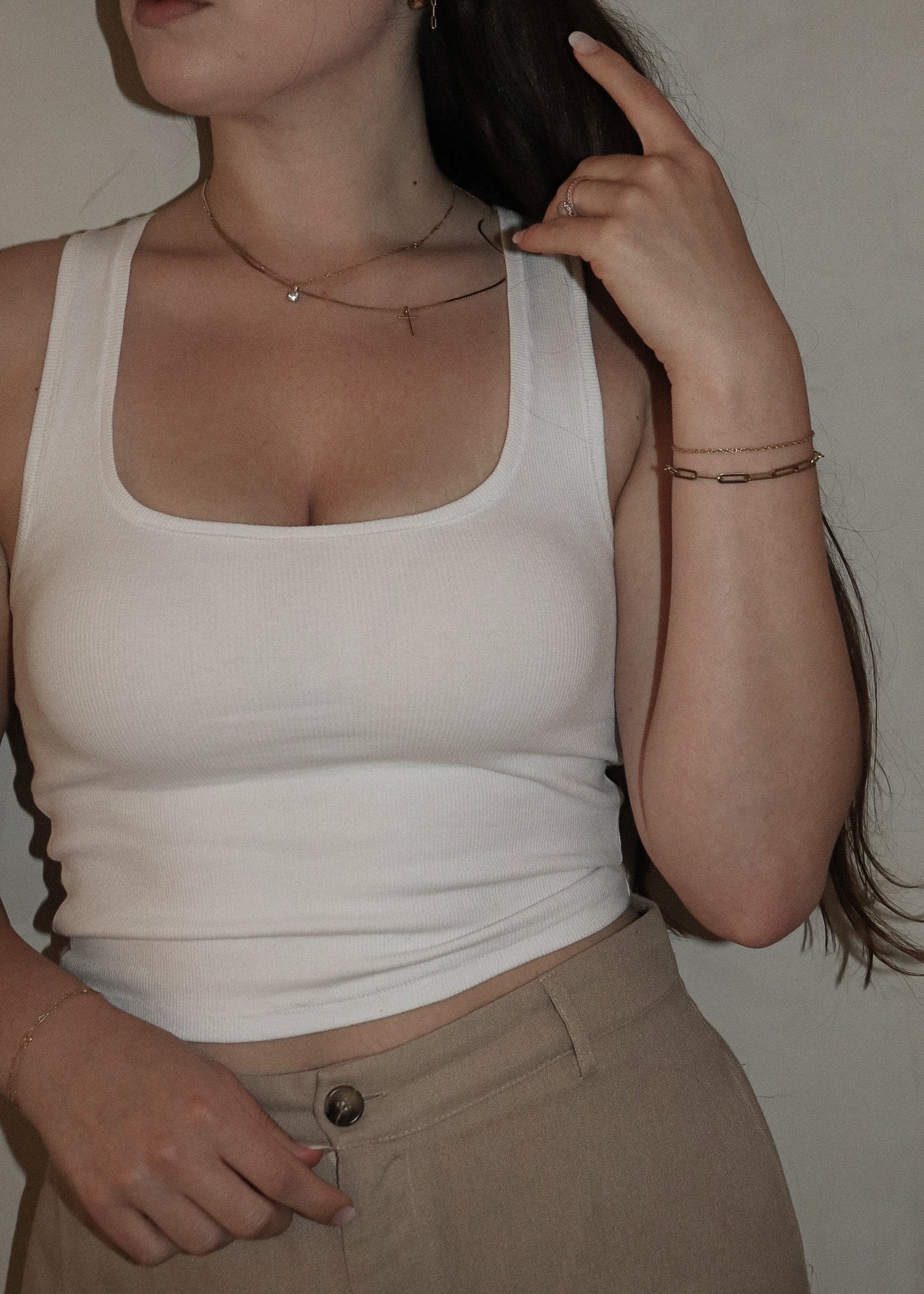 Classic Ribbed Tank - White