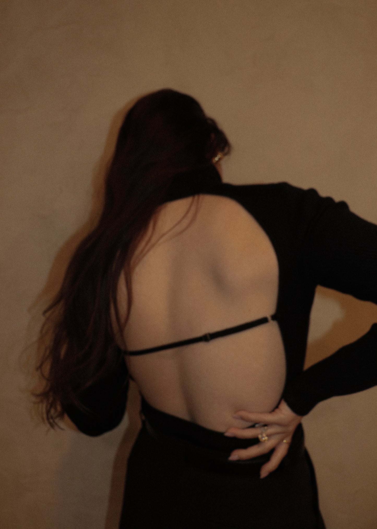 Turtleneck Open Back Bodysuit - Black