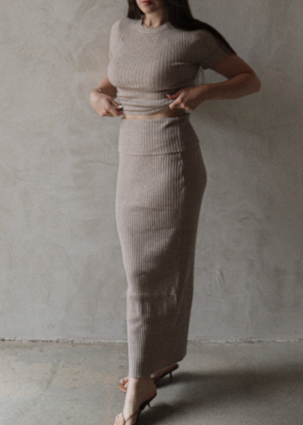 Ribbed Tee - Taupe