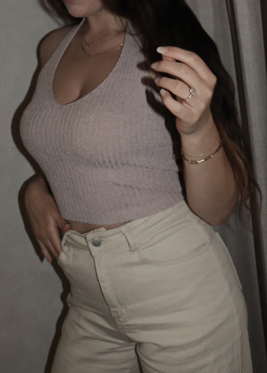 Ribbed Halter - Blush