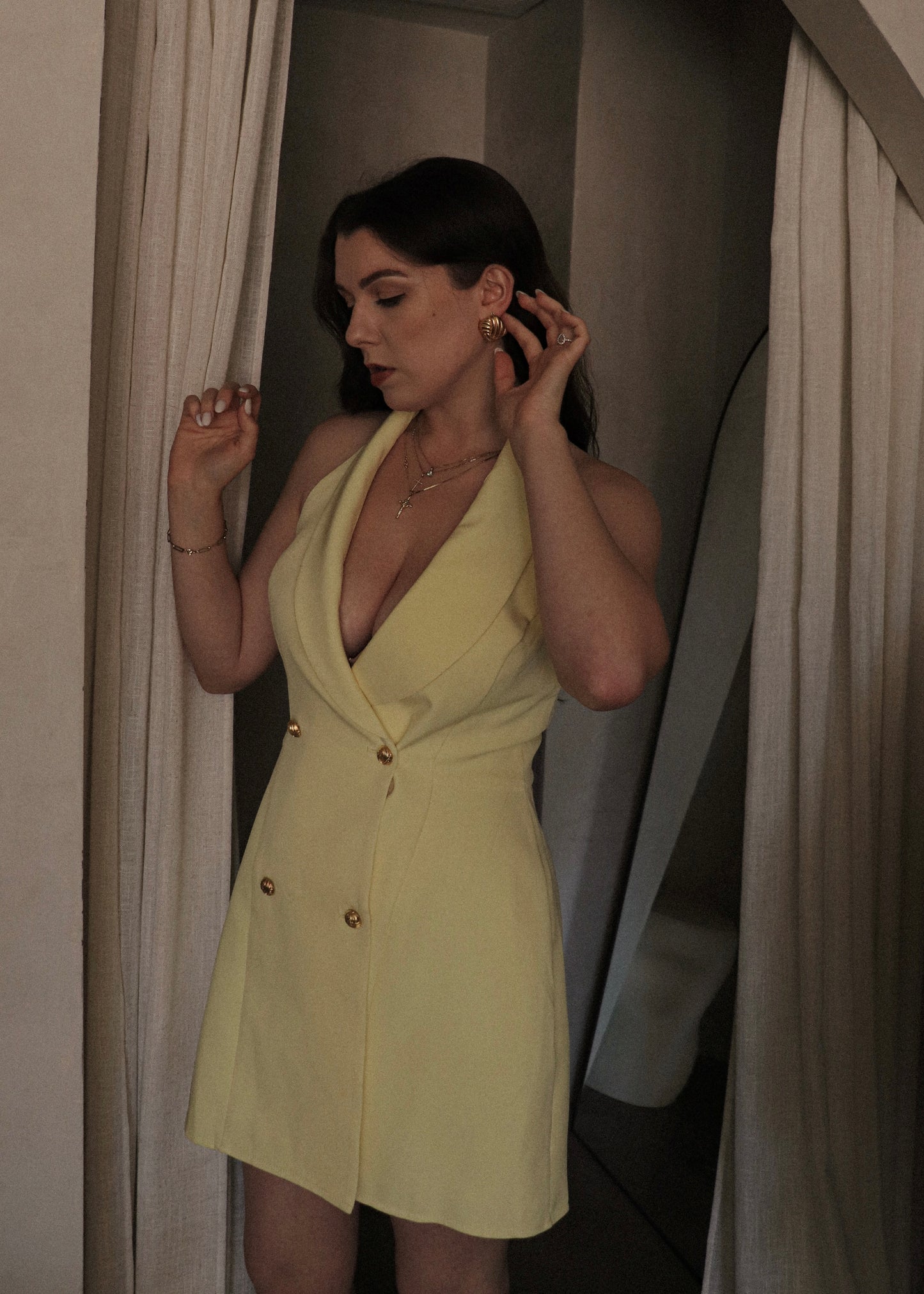 Mini Halter Dress - Banana