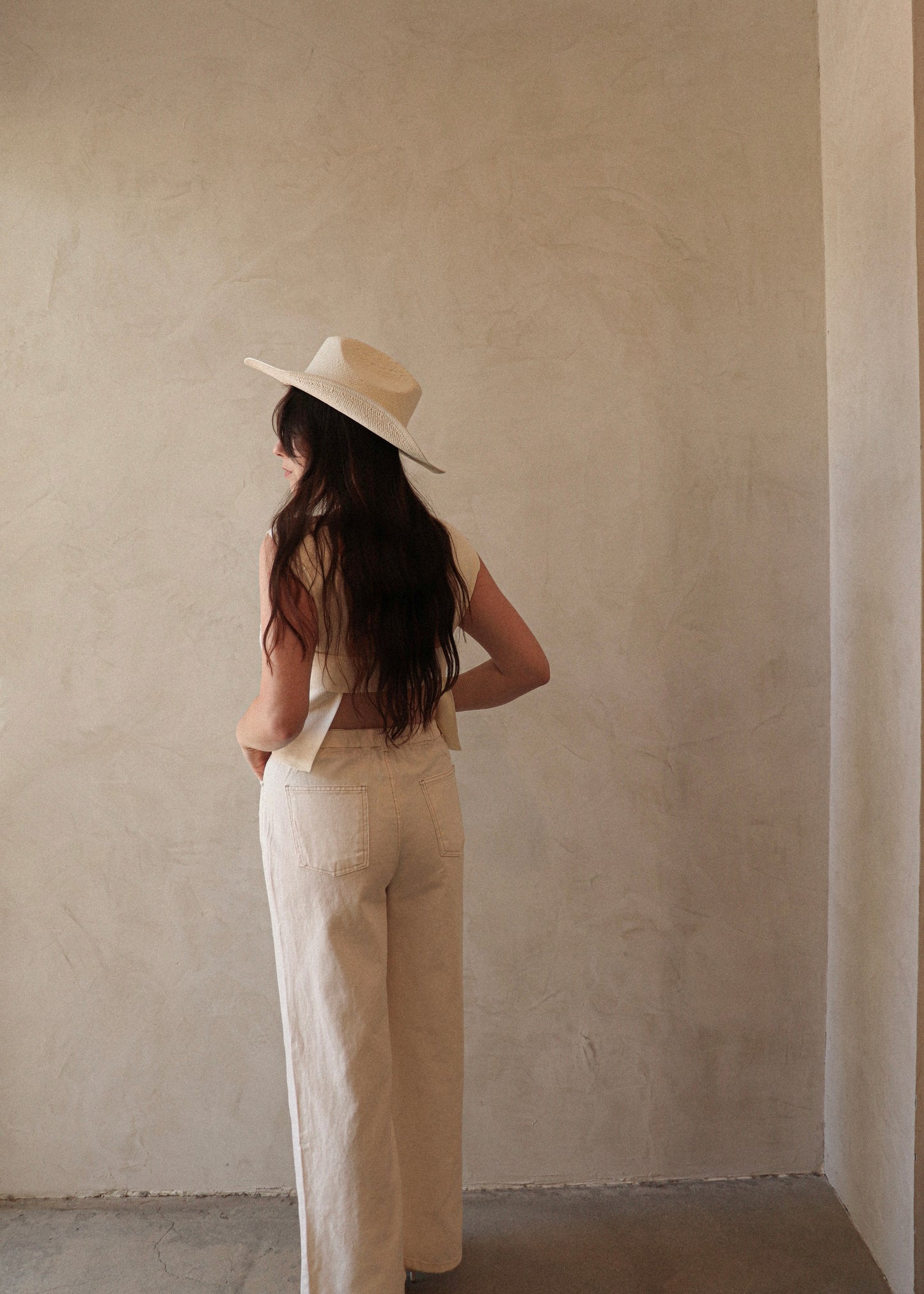 Drawstring Cotton Denim - Ivory