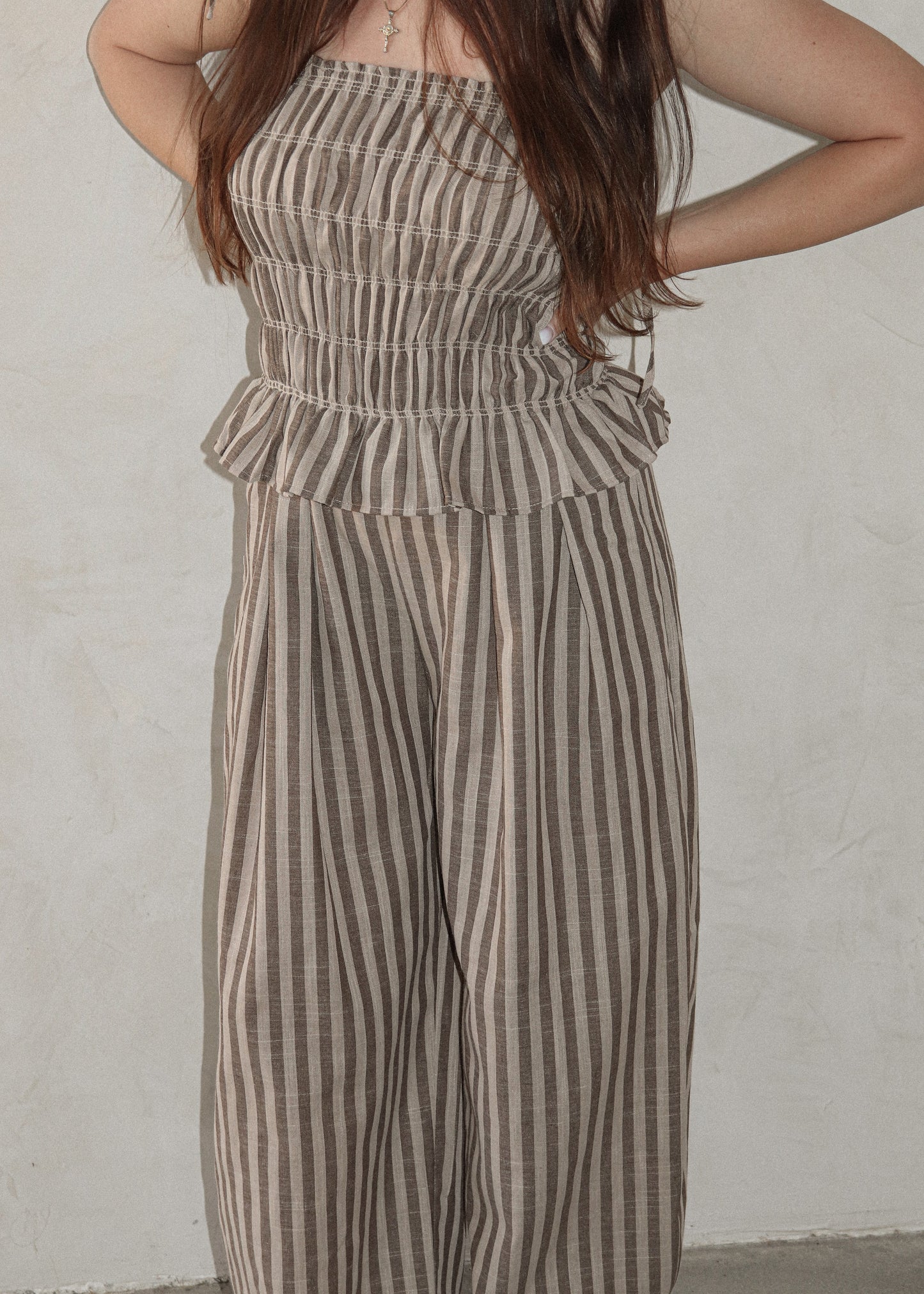 Cocoa Jumpsuit - Mocha Stripe