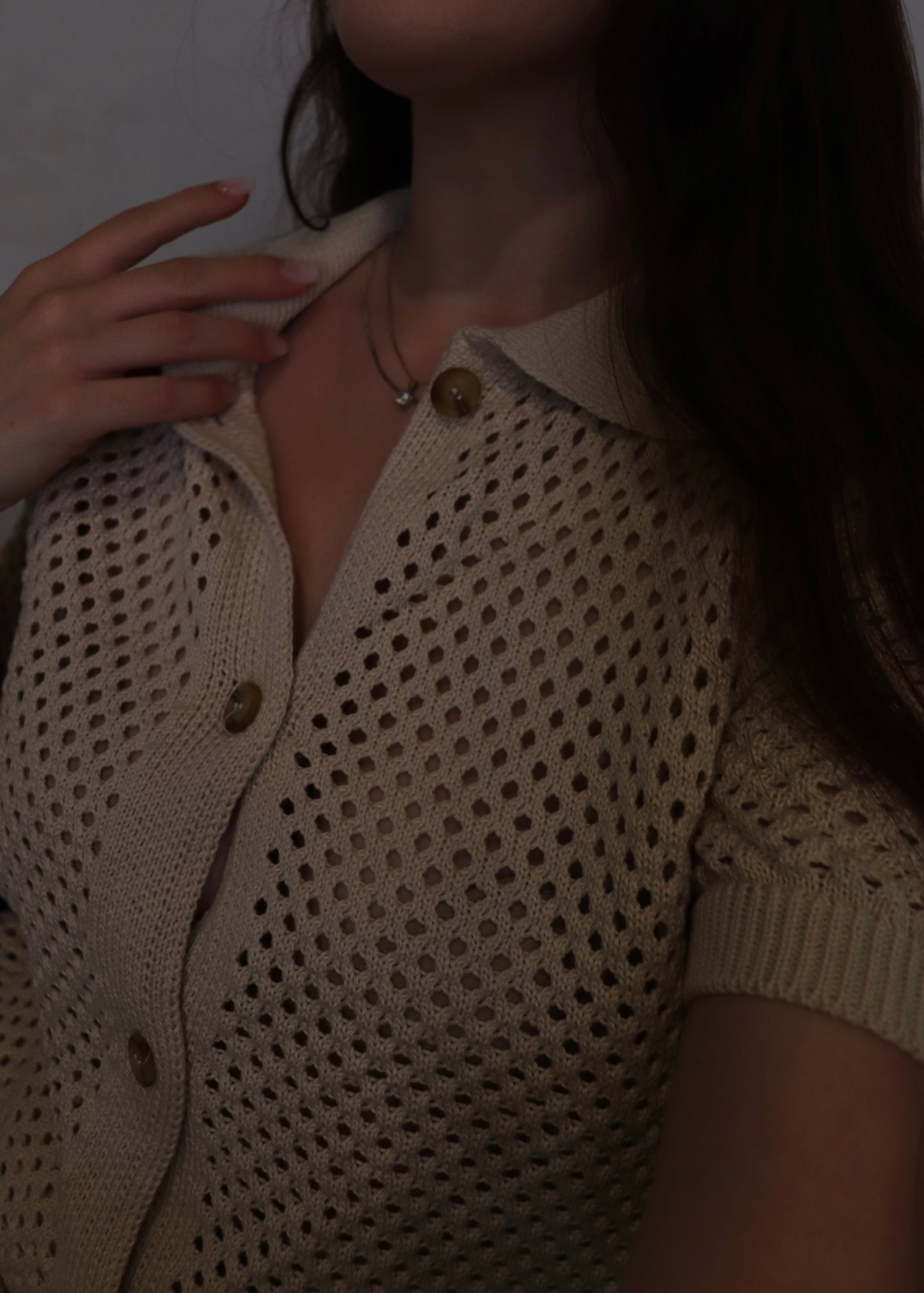 Knit Collared Top - Natural