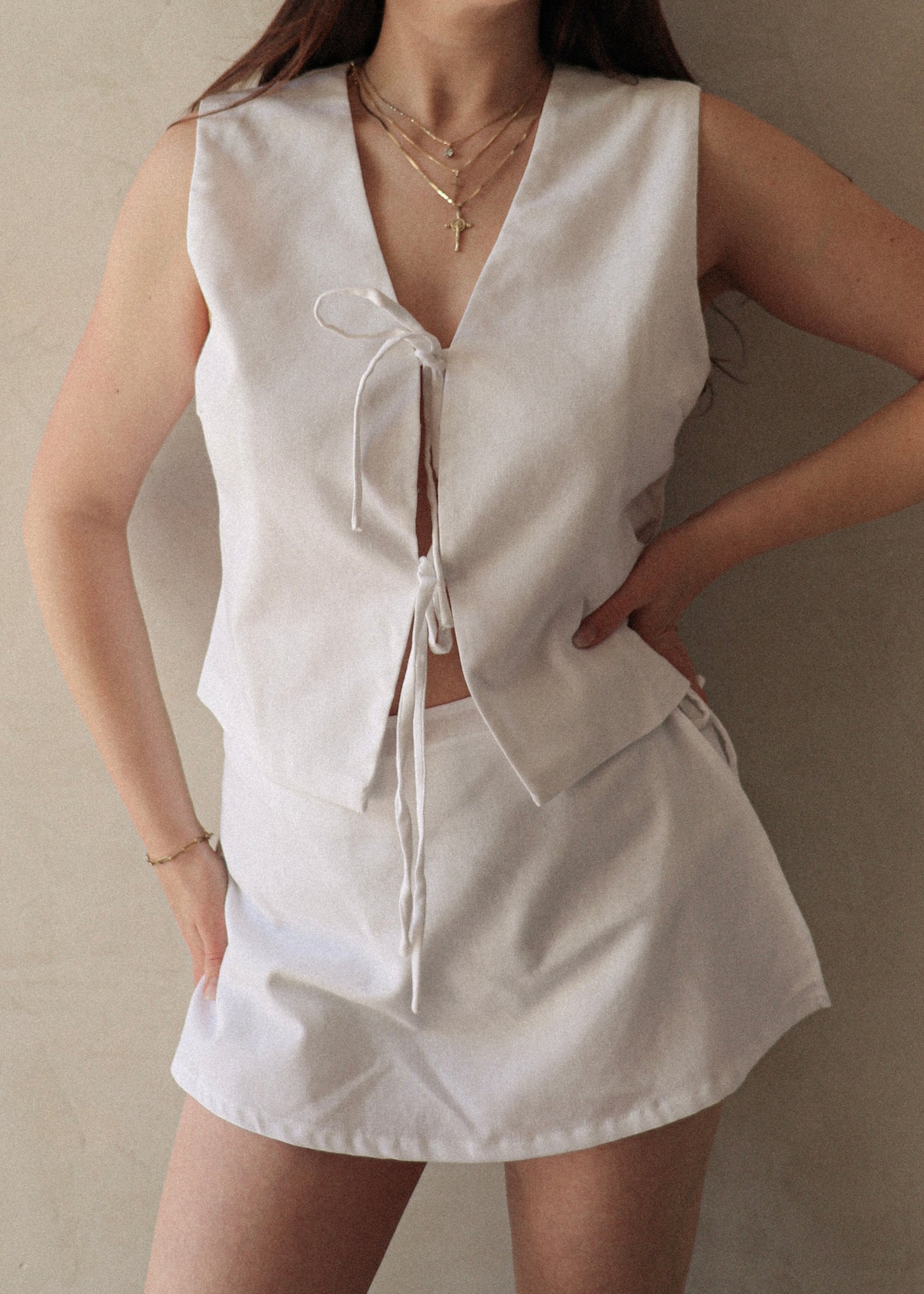 Linen Wrap Skort - Off White