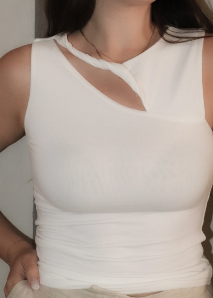 Cut Out Tank - White