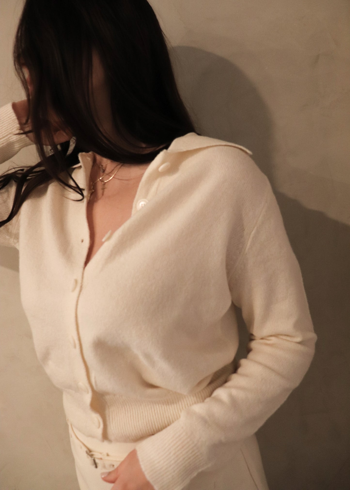 Collared Cardigan - Cream