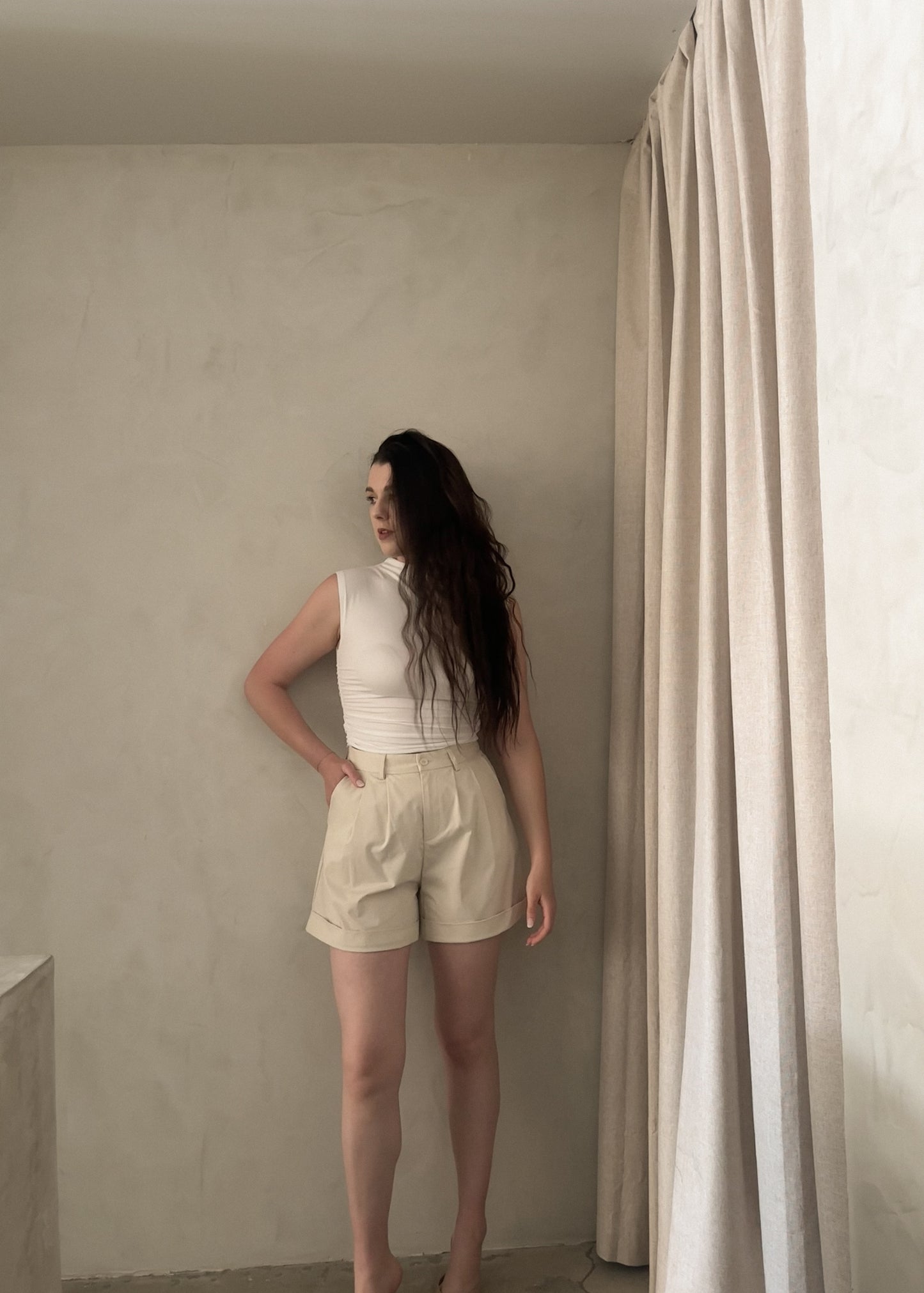 Trouser Shorts - Beige