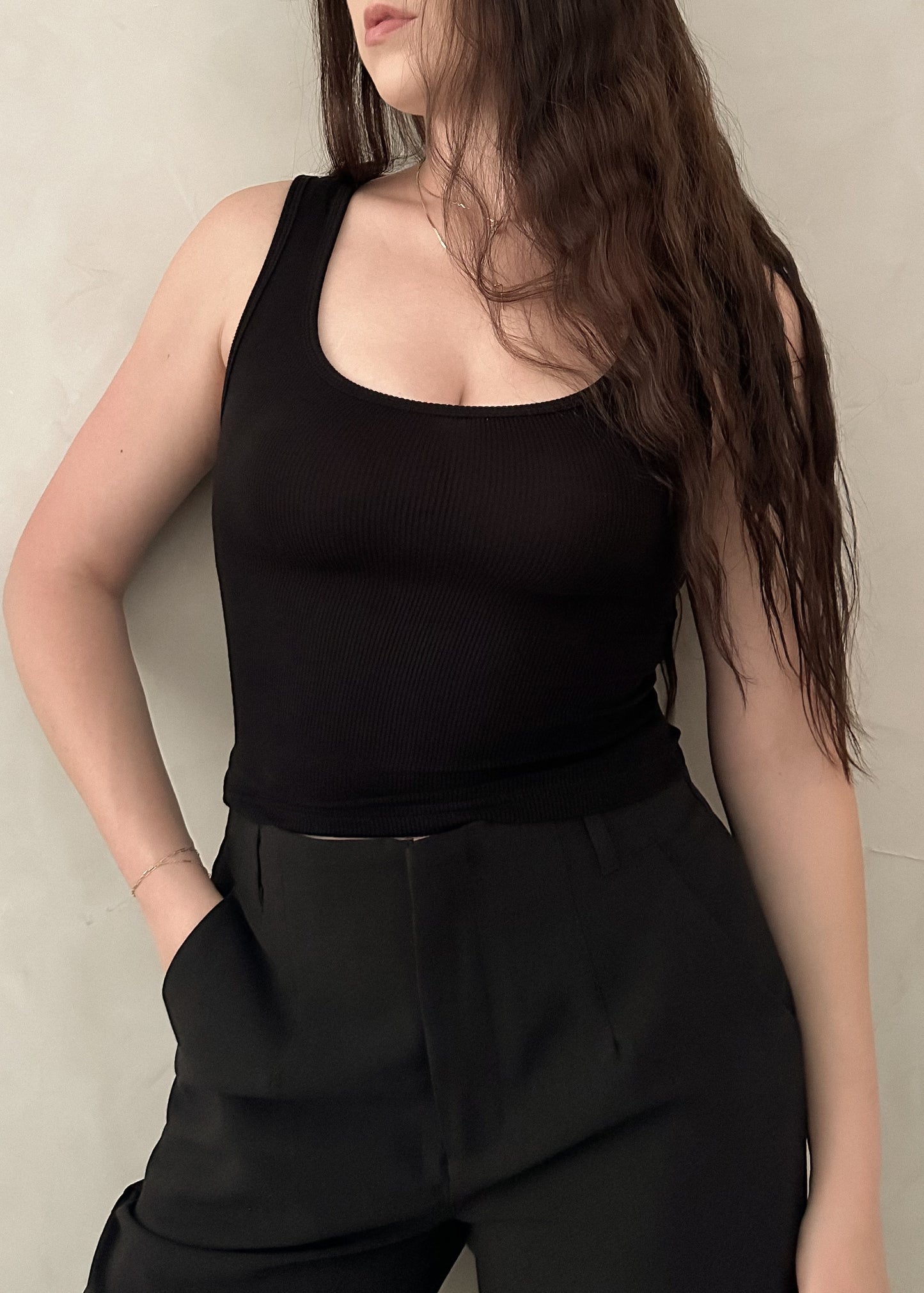 Classic Ribbed Tank - Black