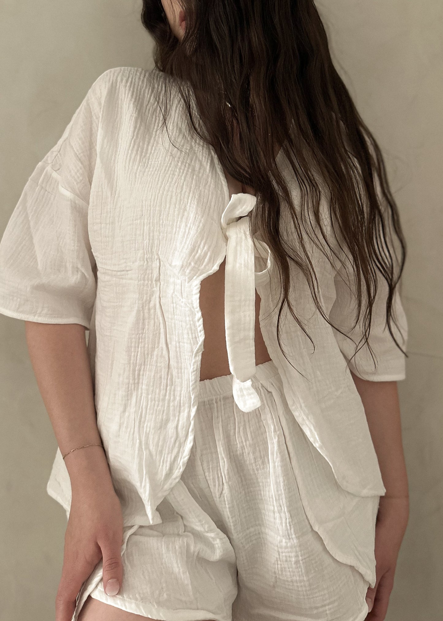 Tie Front Cover Up - White