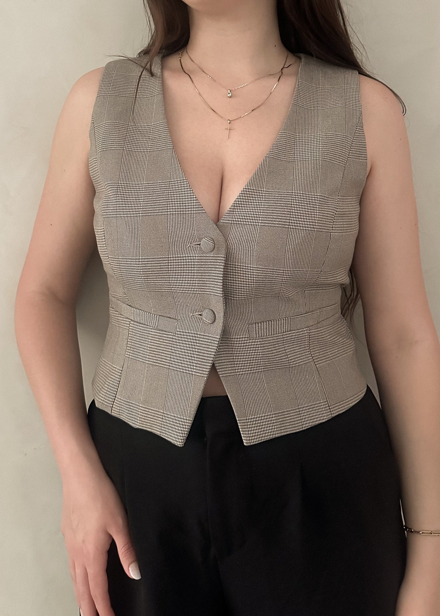 Plaid Vest - Mocha