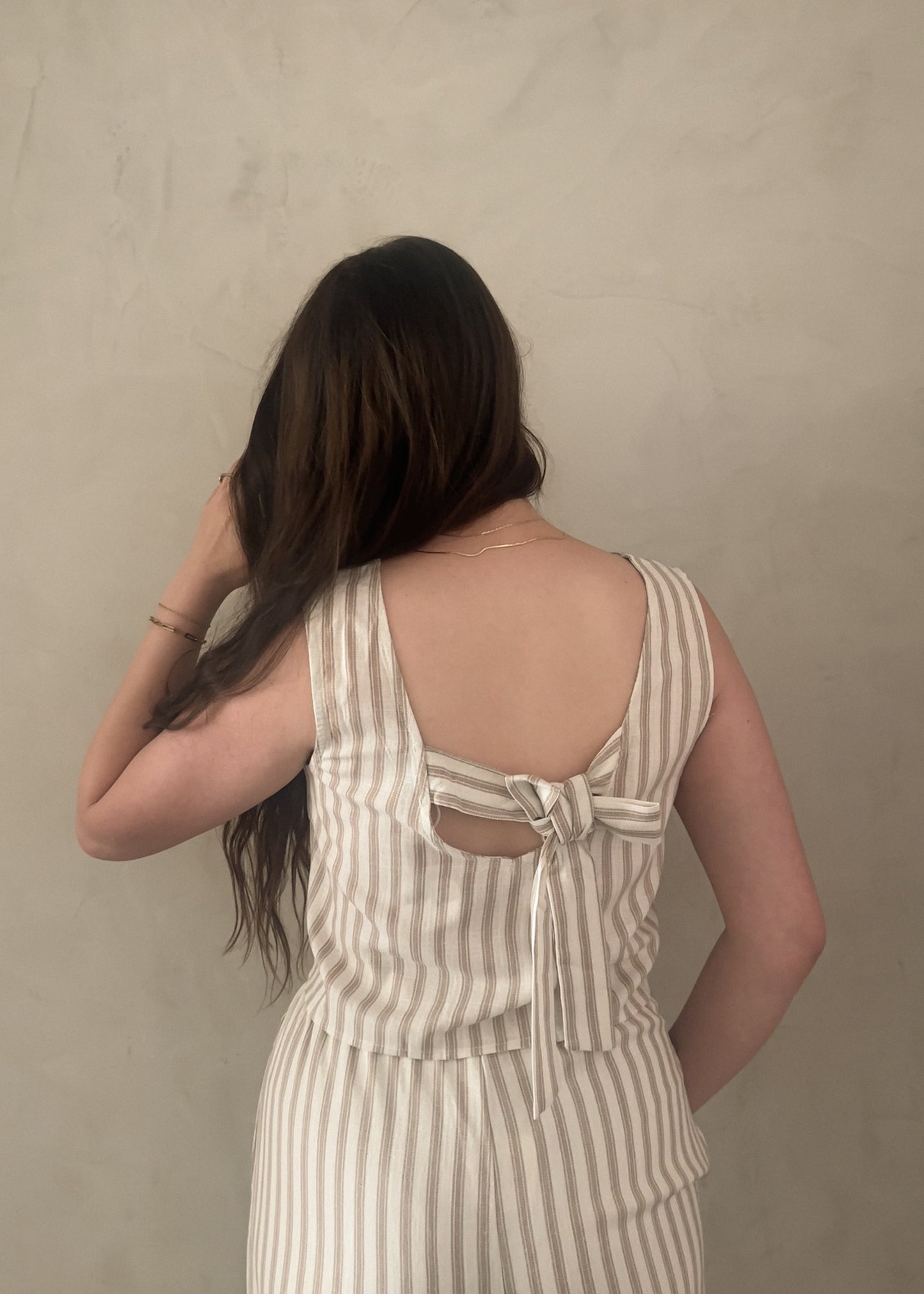 Linen Tie Back - Striped