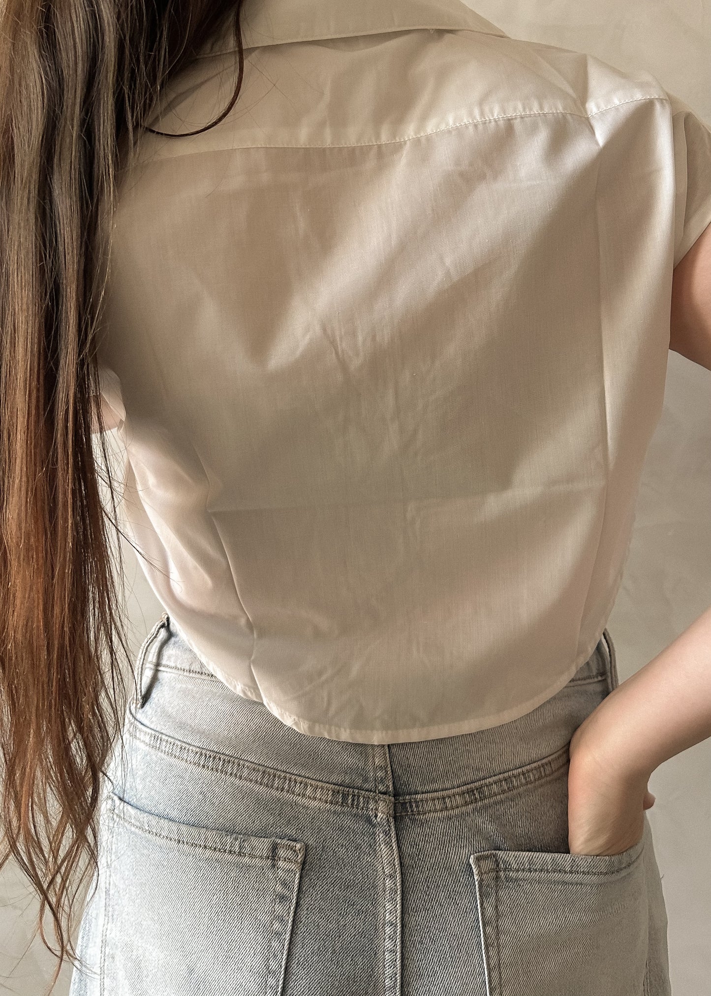 Sleeveless Button Up - White