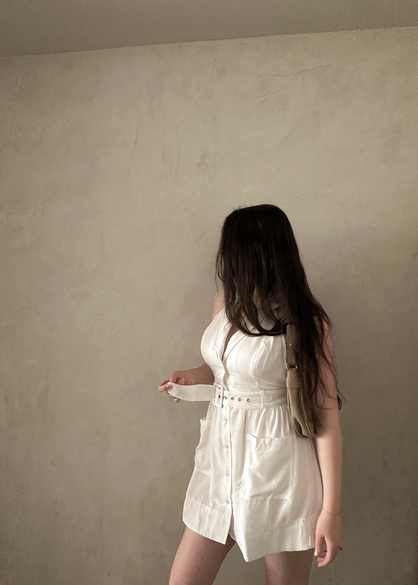 Halter Mini Dress - White
