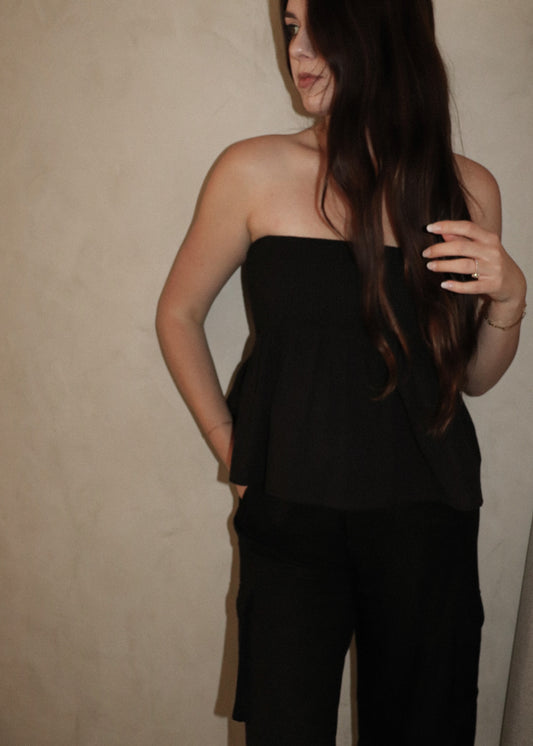 Linen Strapless - Black