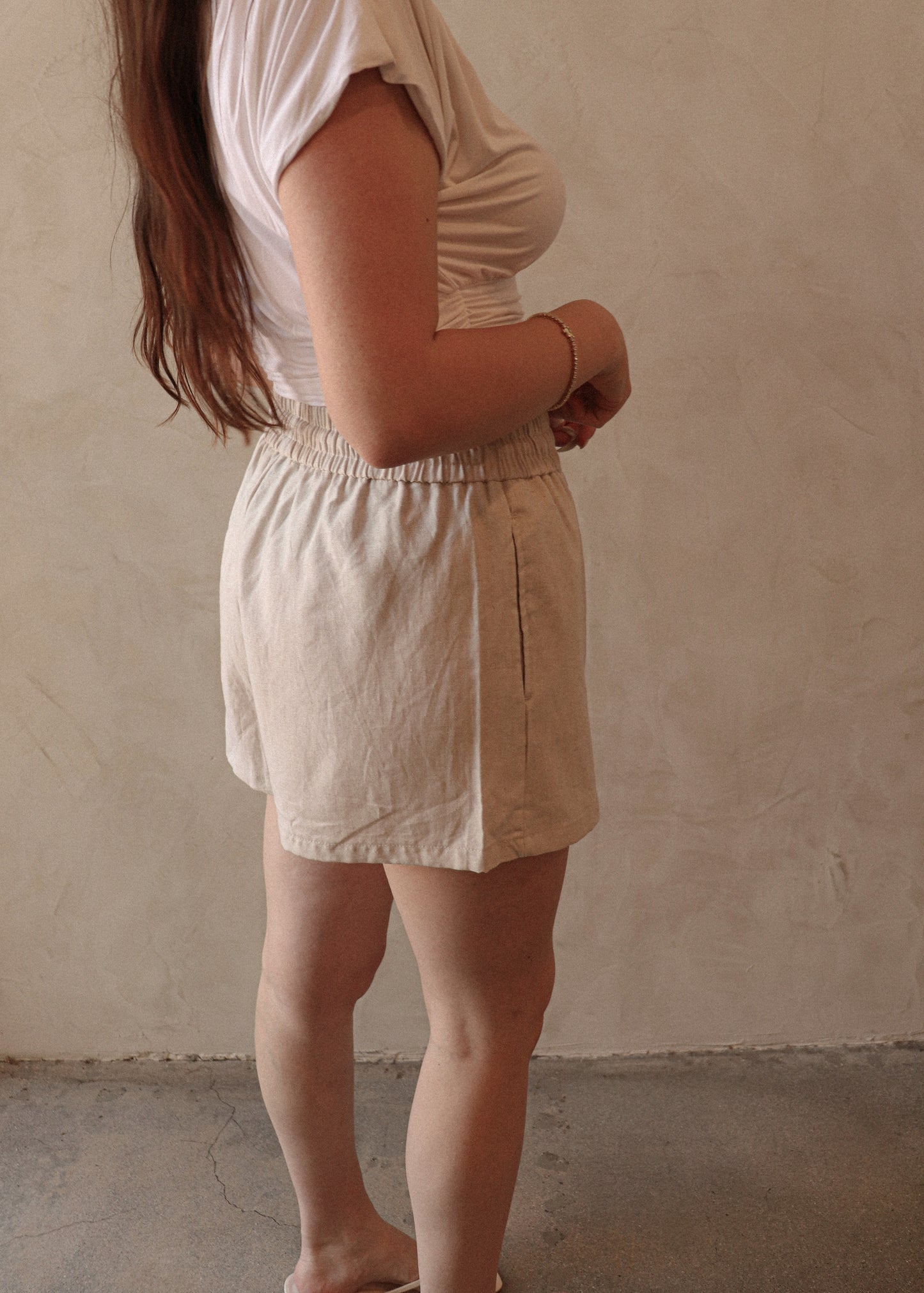 Linen Drawstring Short - Natural