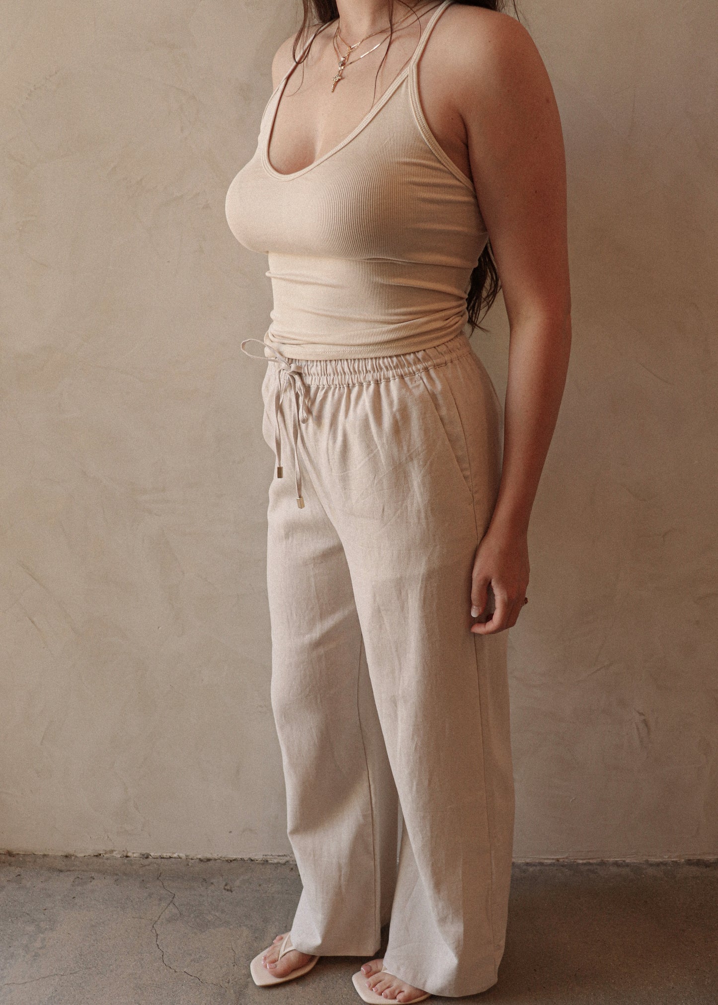 Linen Drawstring Pant - Natural