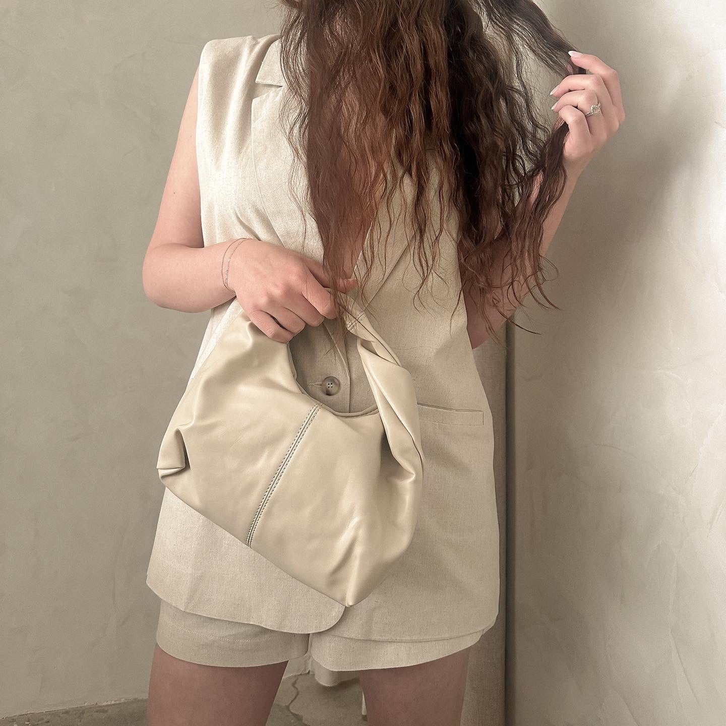 Linen Oversized Vest - Oatmeal