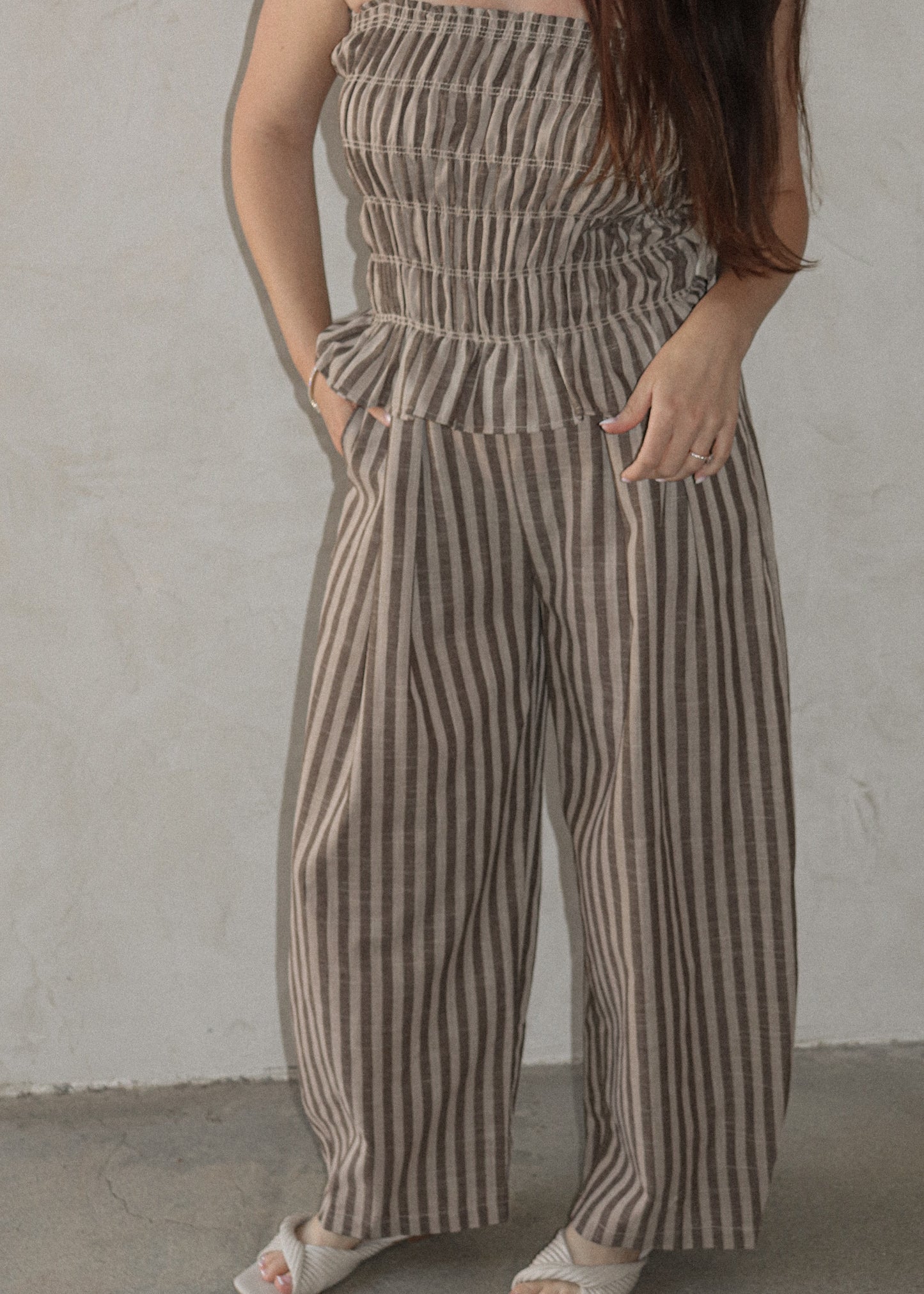 Cocoa Jumpsuit - Mocha Stripe
