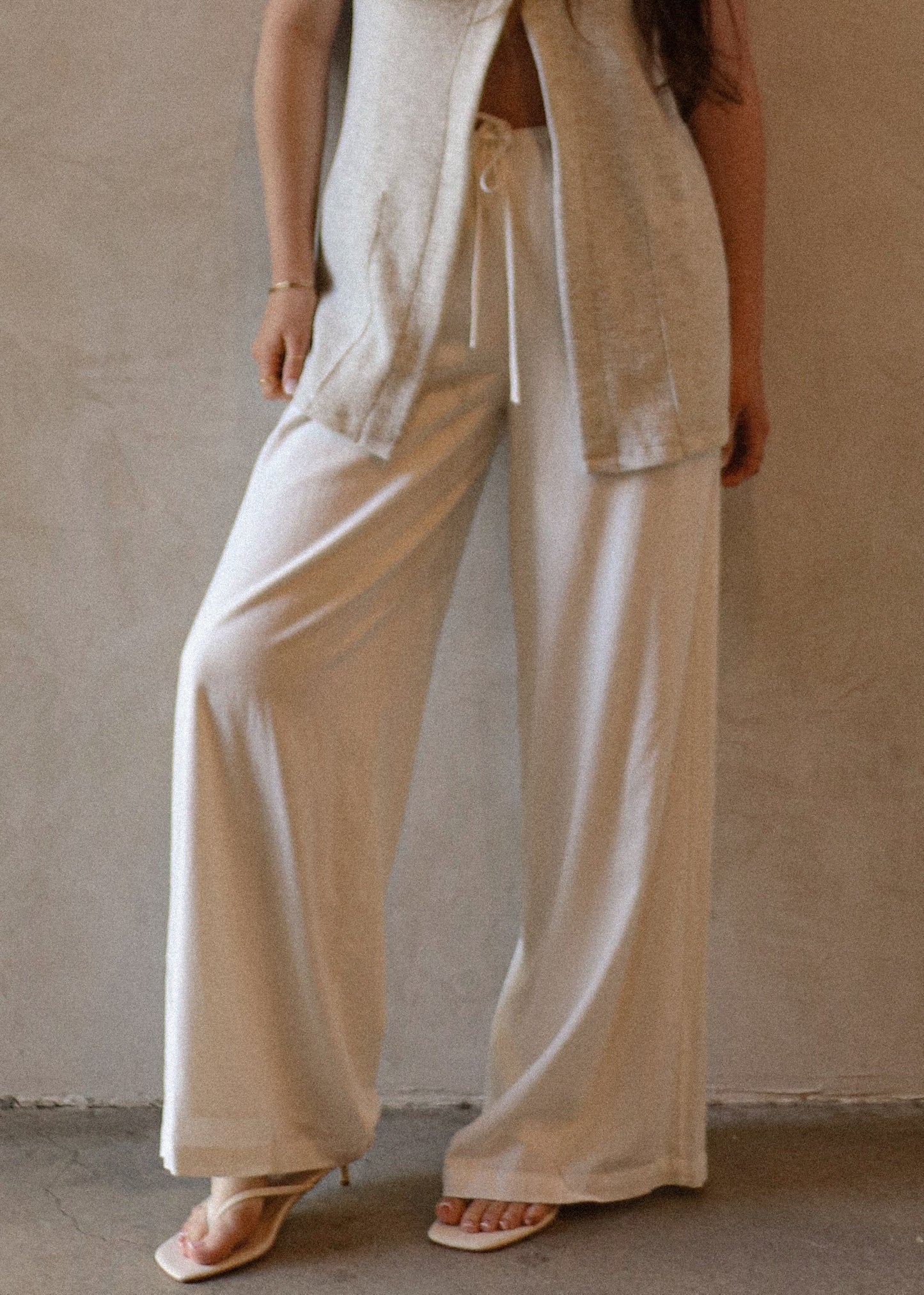 Drawstring Linen Pants - Ivory