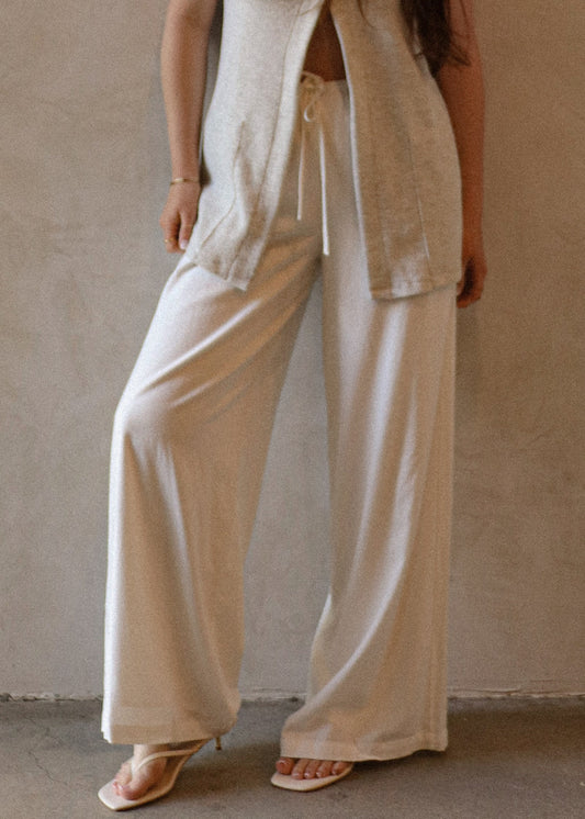 Drawstring Linen Pants - Ivory