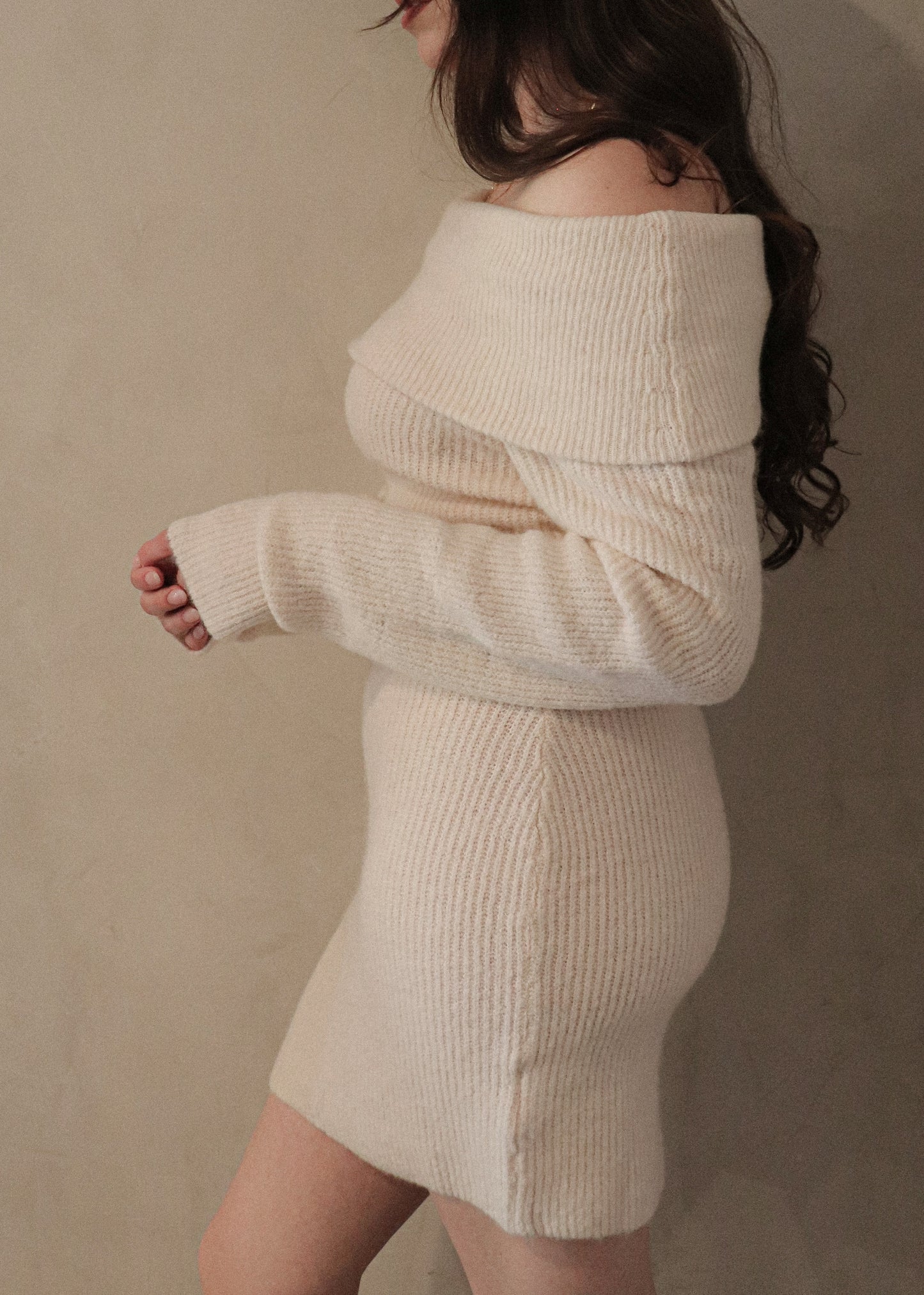 Off Shoulder Knit Mini - Oat