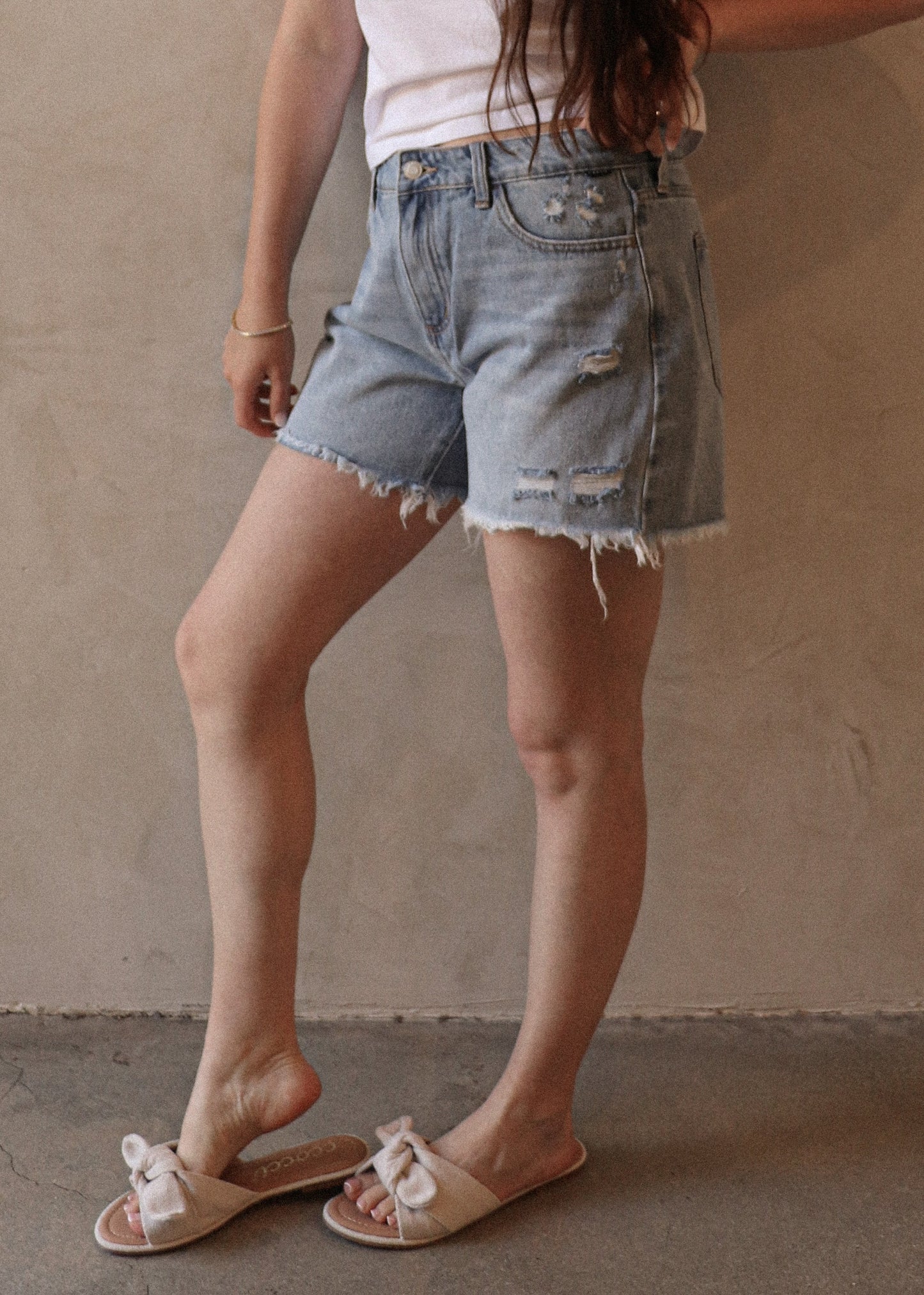 Distressed Denim Short - Light