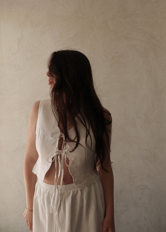 Athena Tie Up Top - Off White