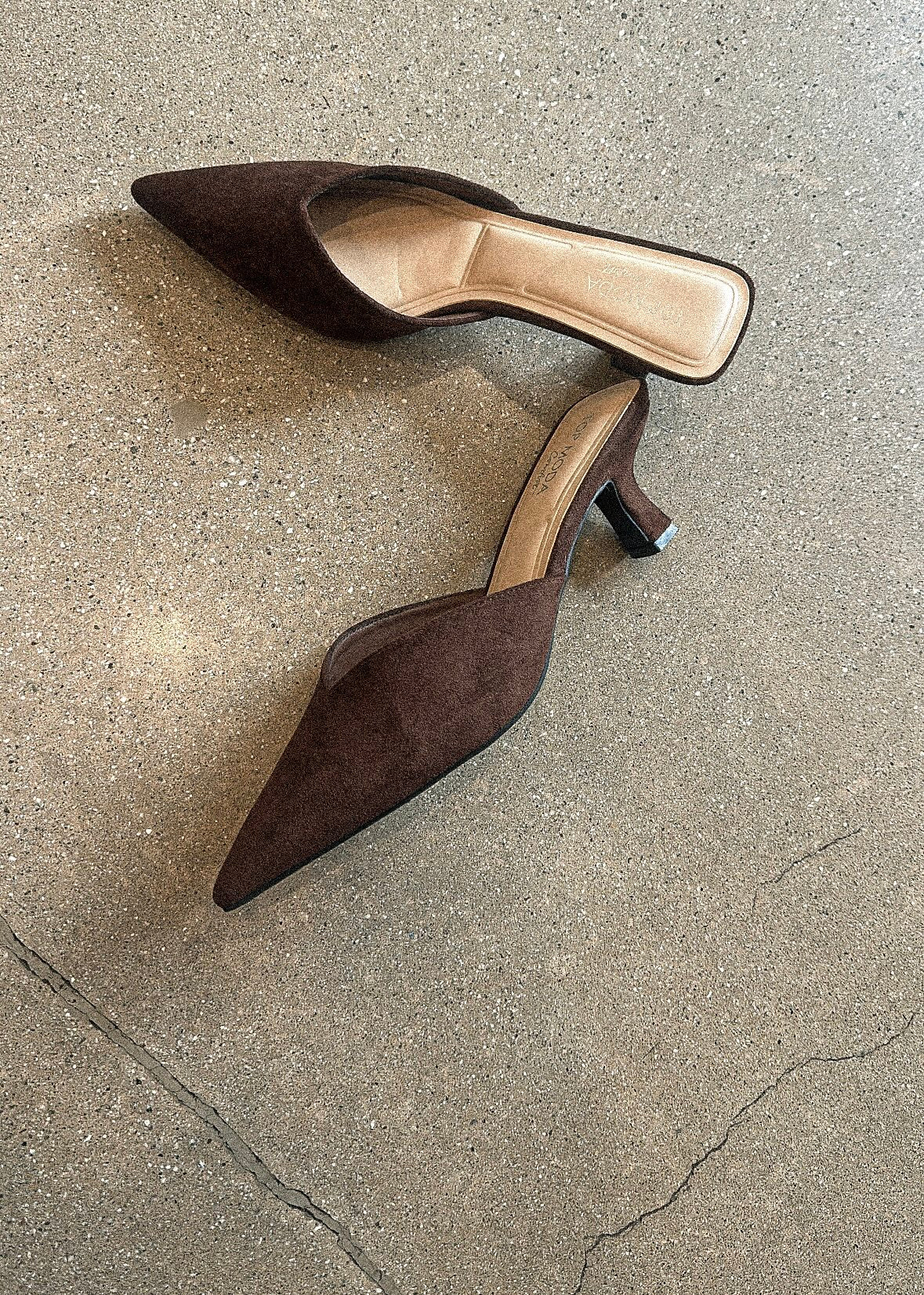 Suede Kitten Heel - Brown
