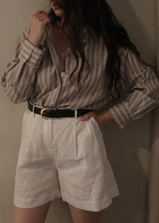 Layla Linen Short - White