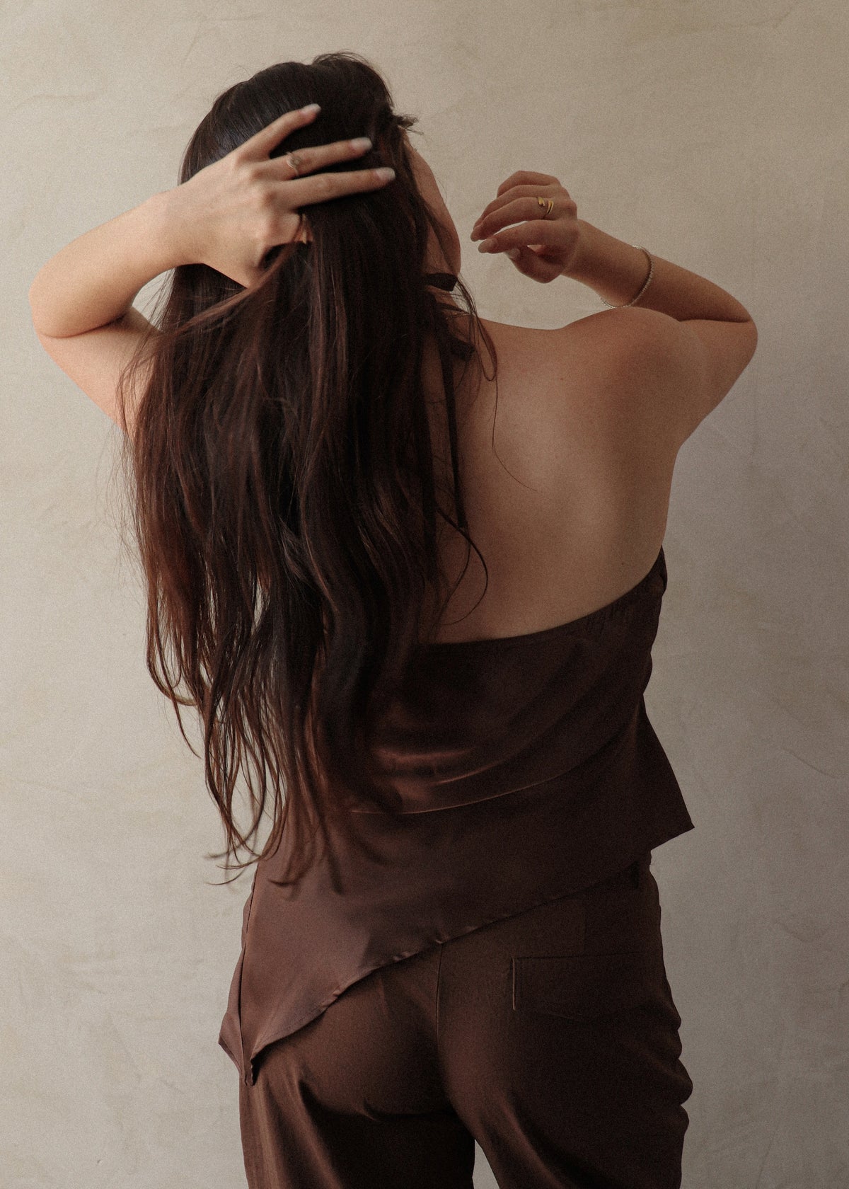 Asymmetrical Halter  - Coffee