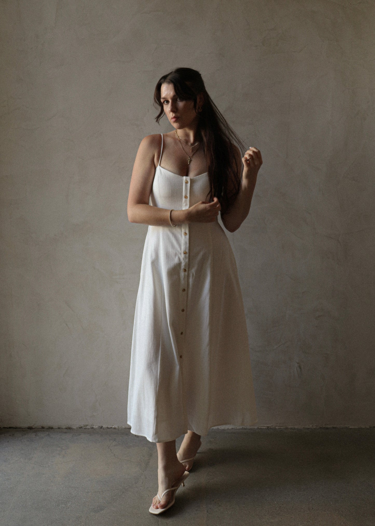 Daisy Midi Dress - White