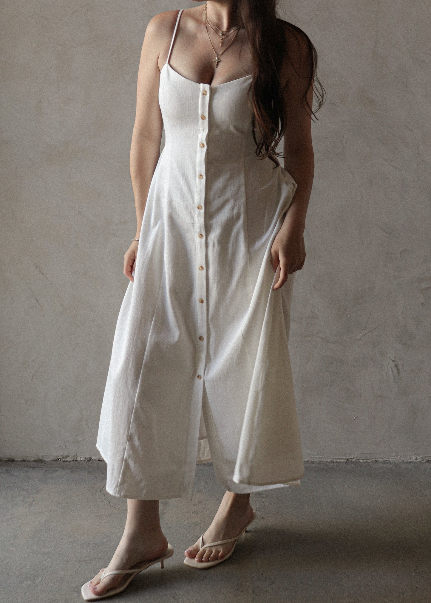 Daisy Midi Dress - White