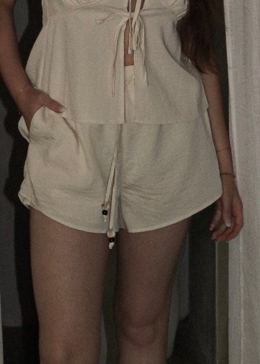 Linen Drawstring Shorts - Butter