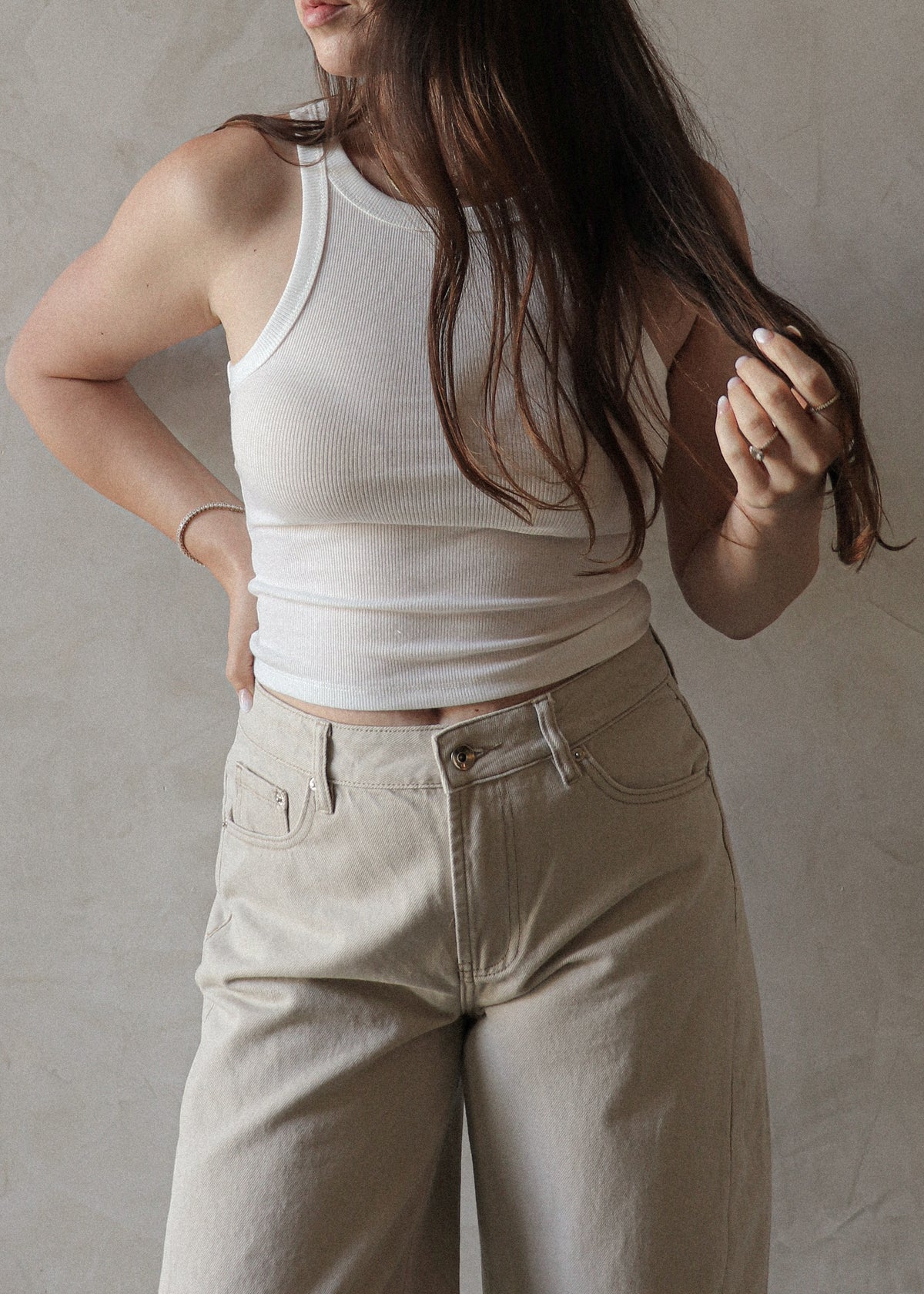 Ribbed Tank - White