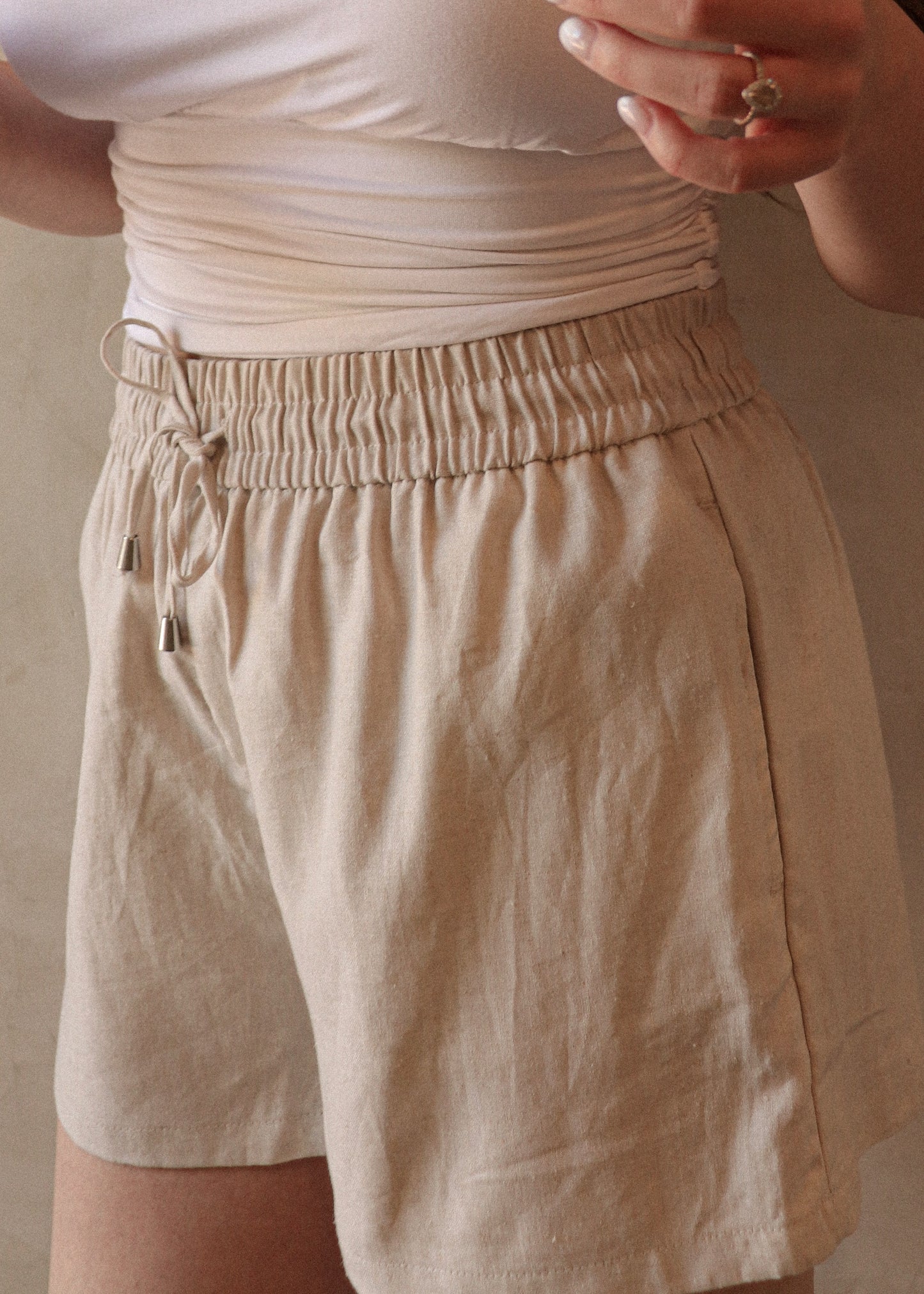 Linen Drawstring Short - Natural