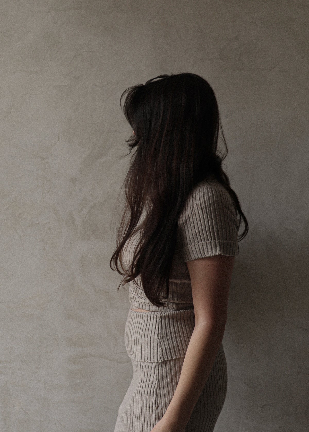 Ribbed Tee - Taupe