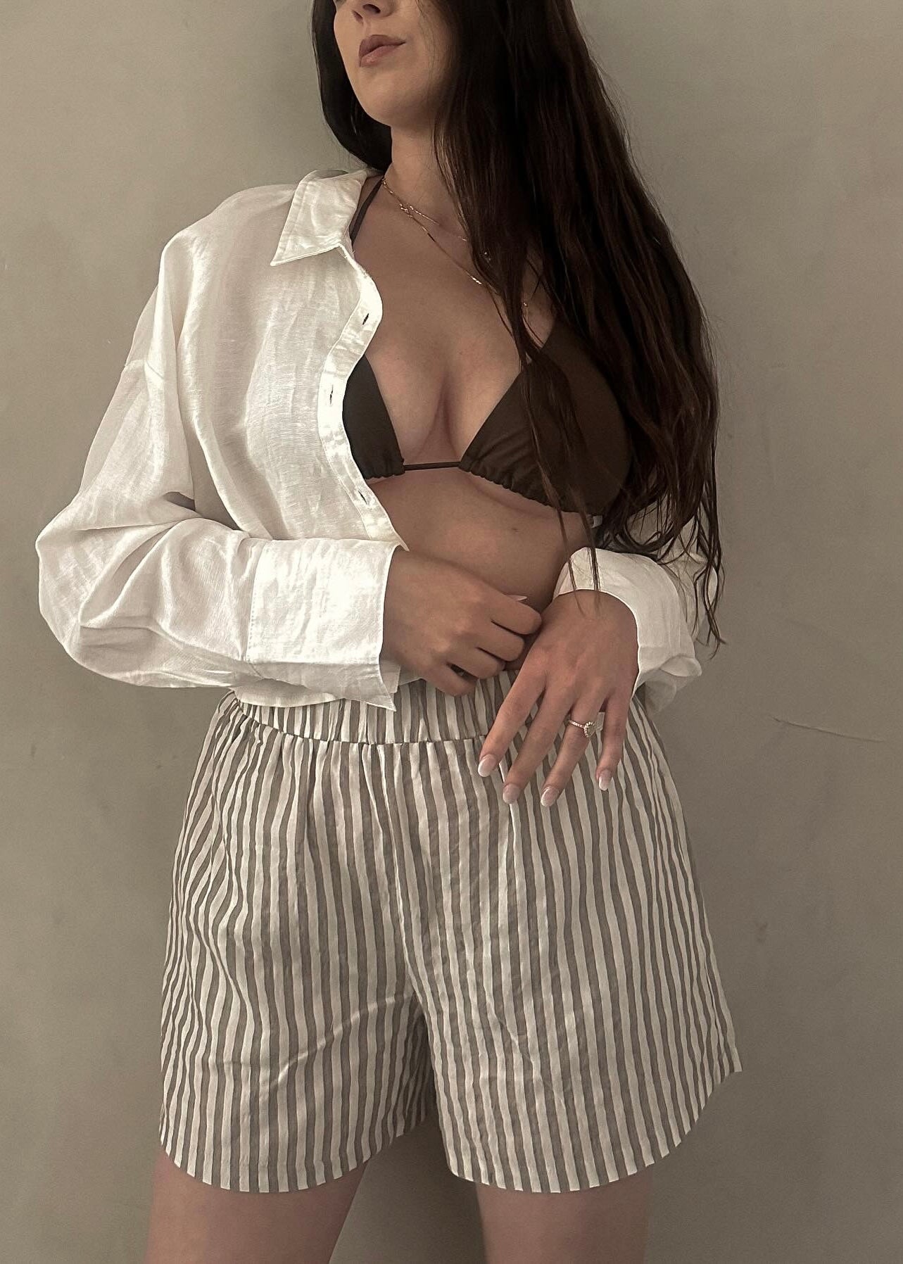 Striped Shorts - Mocha