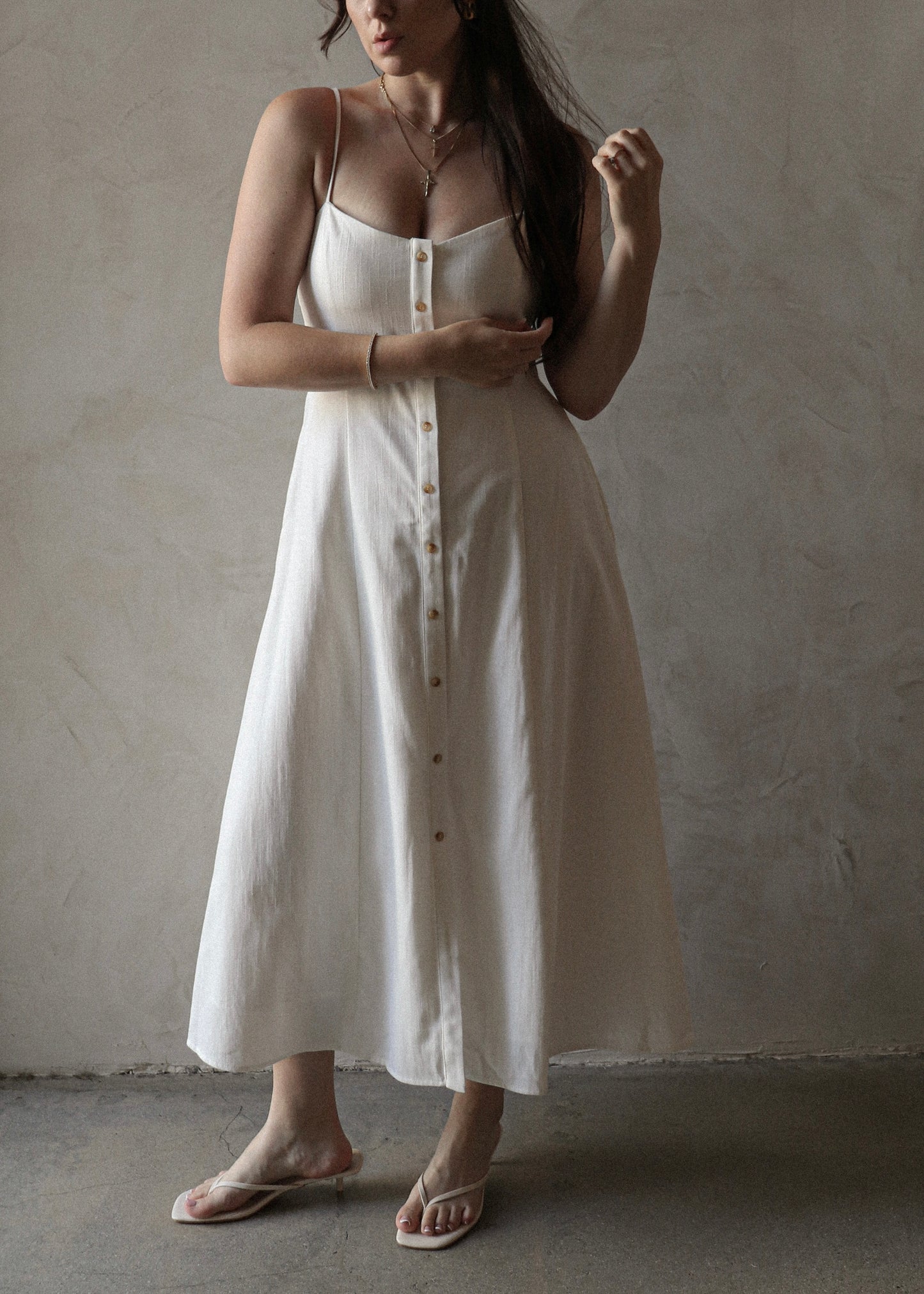 Daisy Midi Dress - White