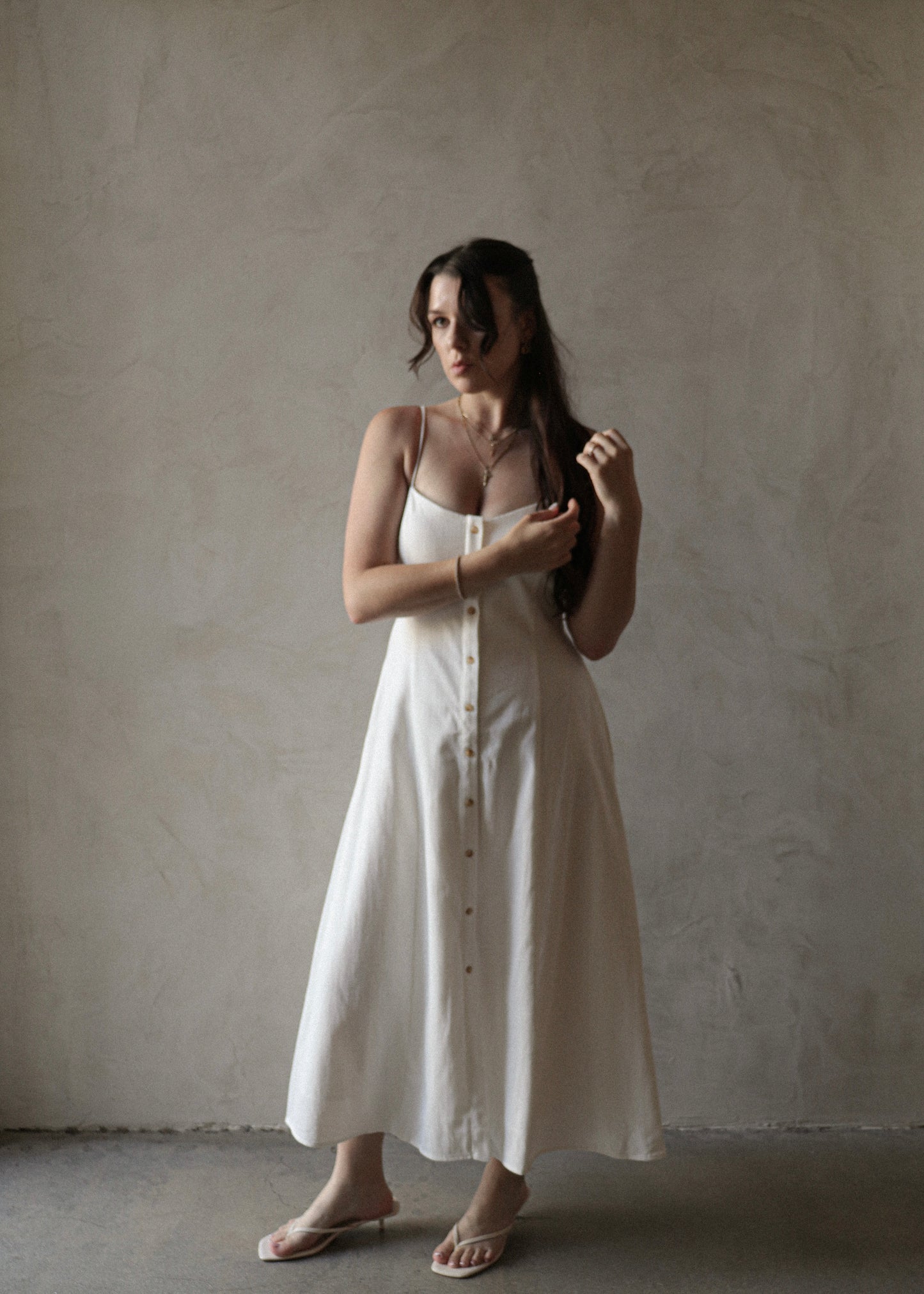 Daisy Midi Dress - White