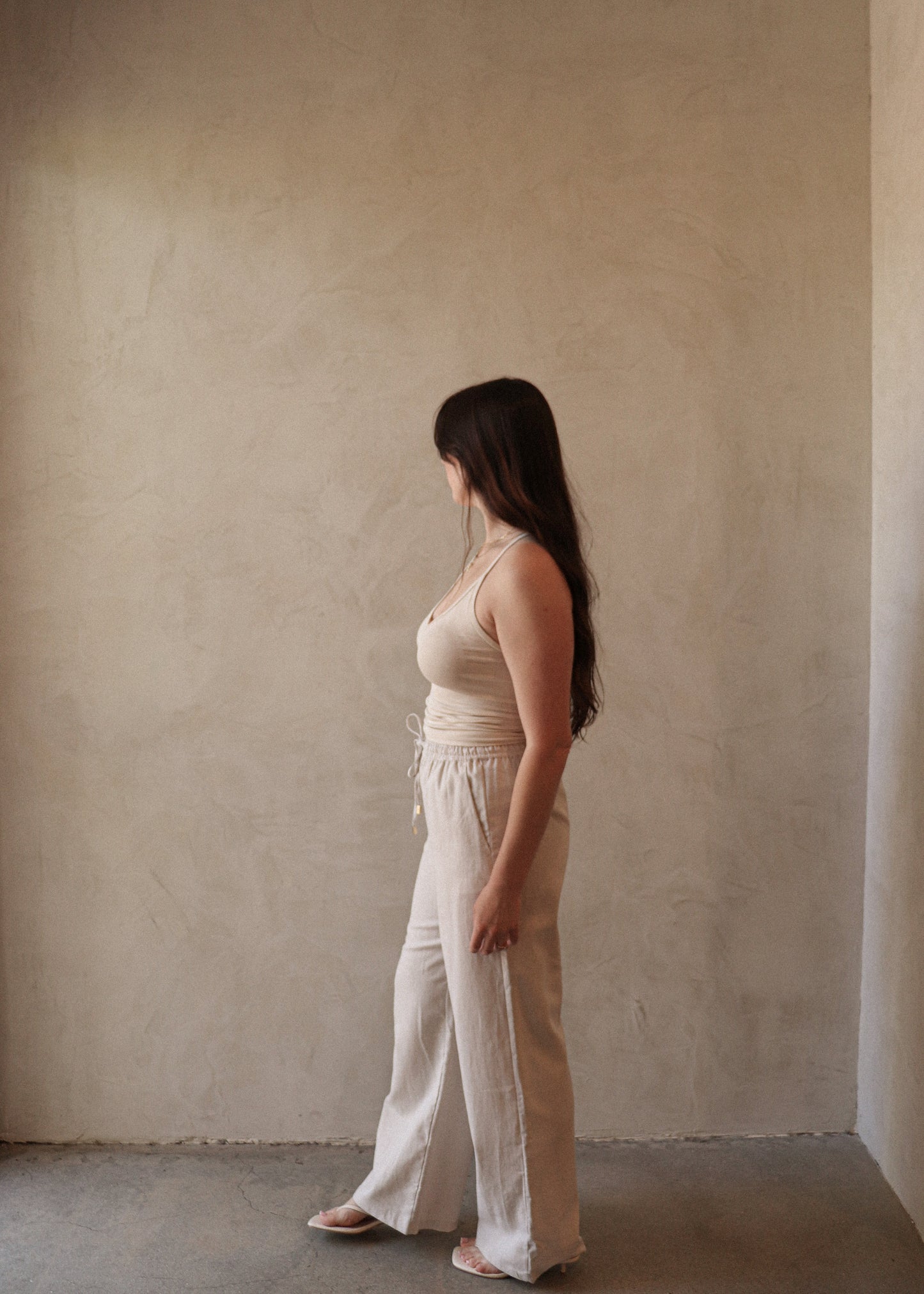 Linen Drawstring Pant - Natural