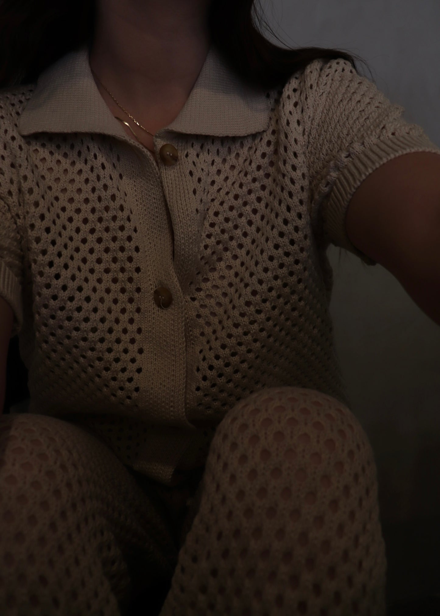 Knit Collared Top - Natural