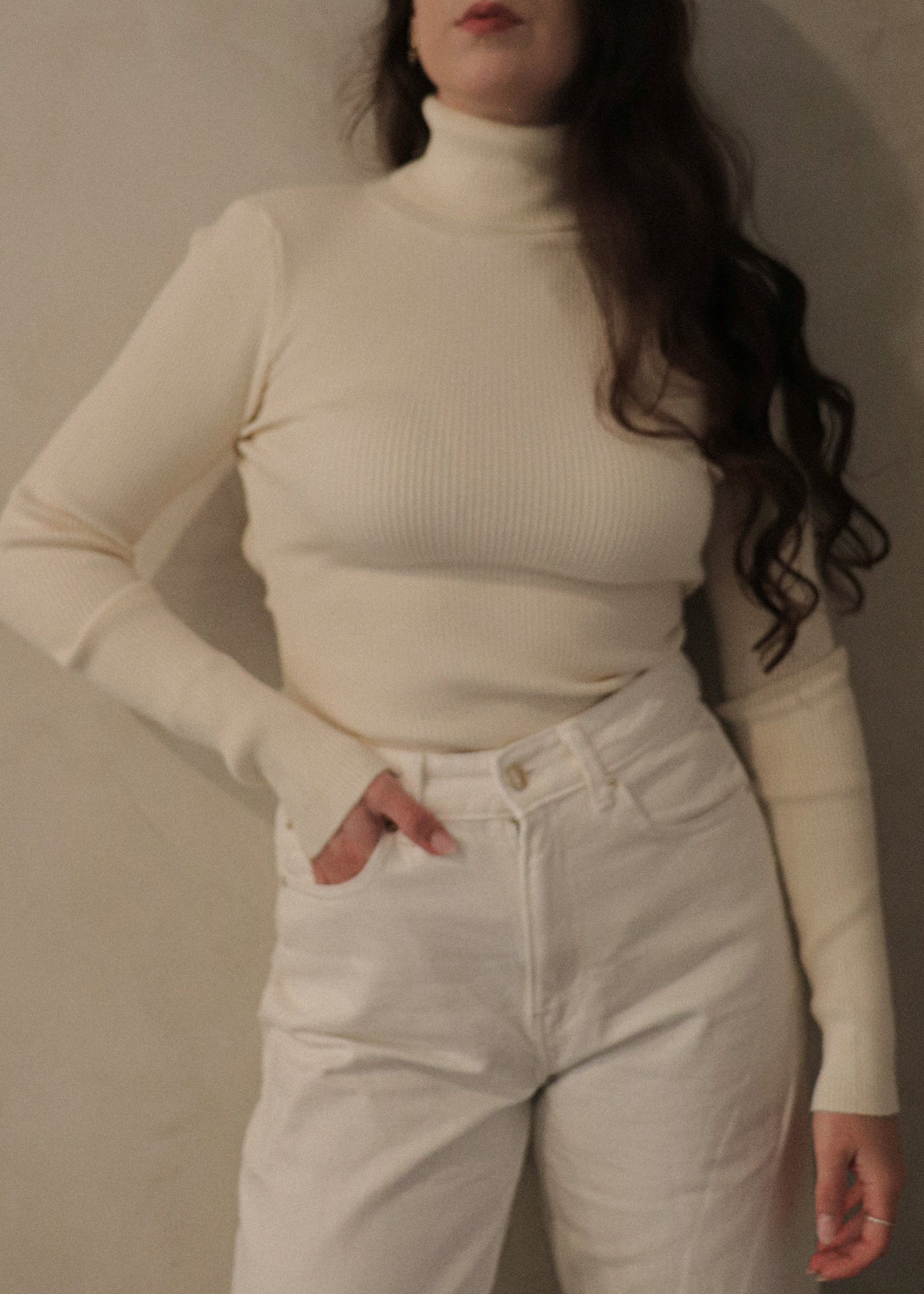 Turtleneck Open Back Bodysuit - Ivory