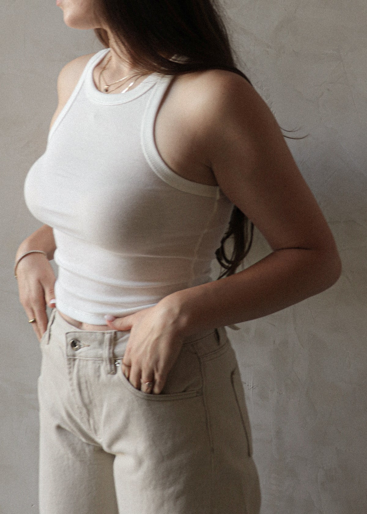 Ribbed Tank - White