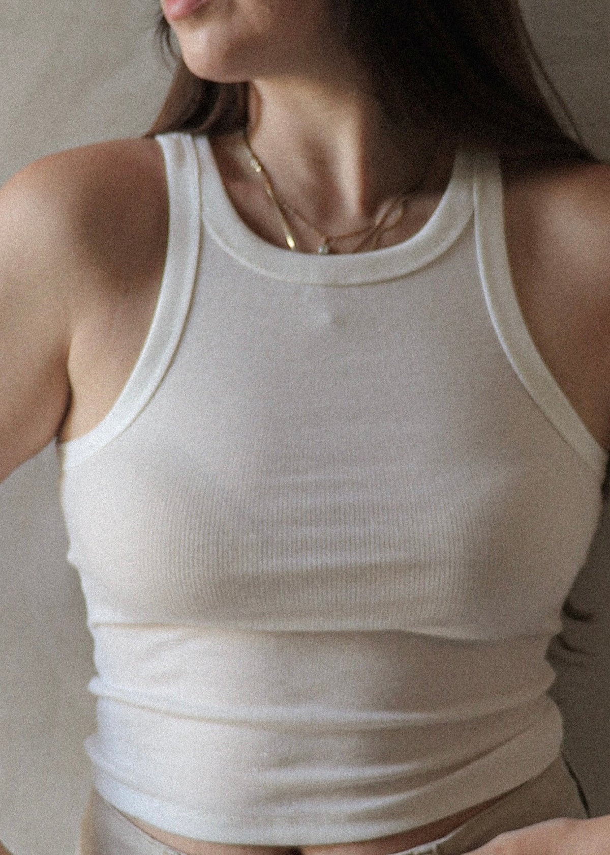 Ribbed Tank - White