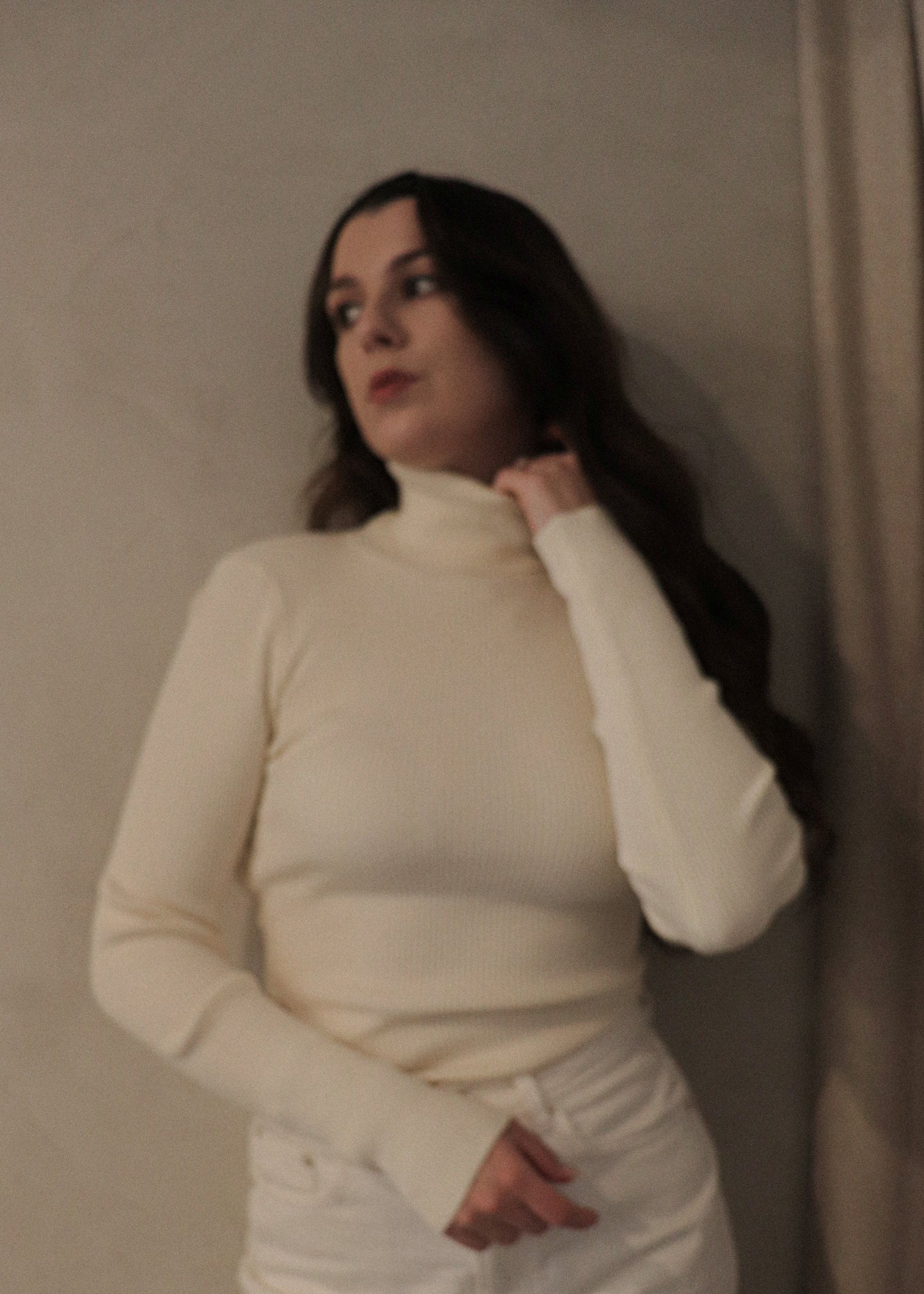 Turtleneck Open Back Bodysuit - Ivory