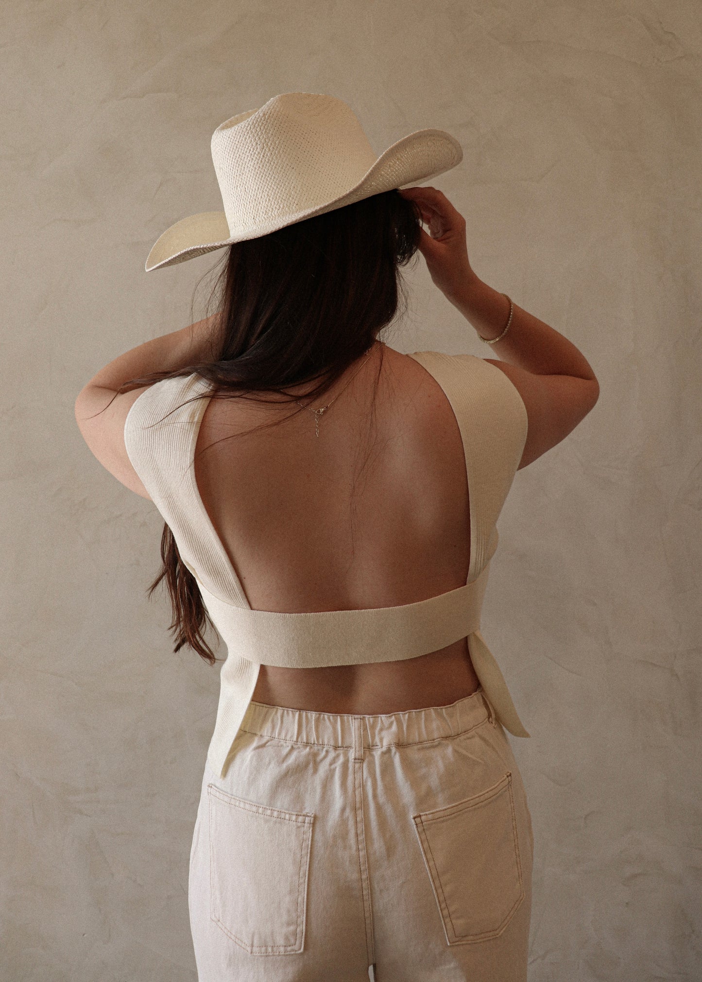 Ribbed Open Back - Cream