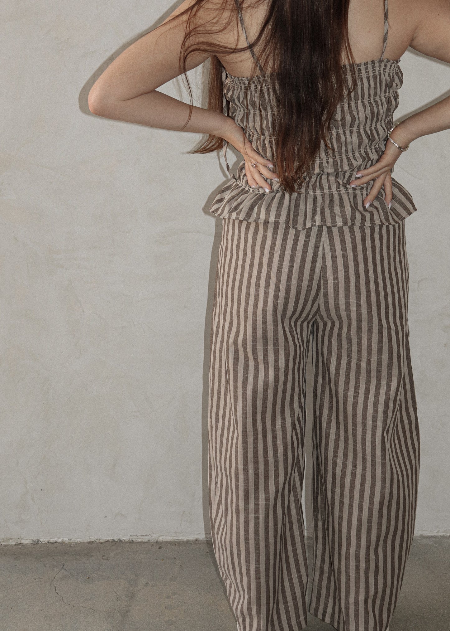 Cocoa Jumpsuit - Mocha Stripe