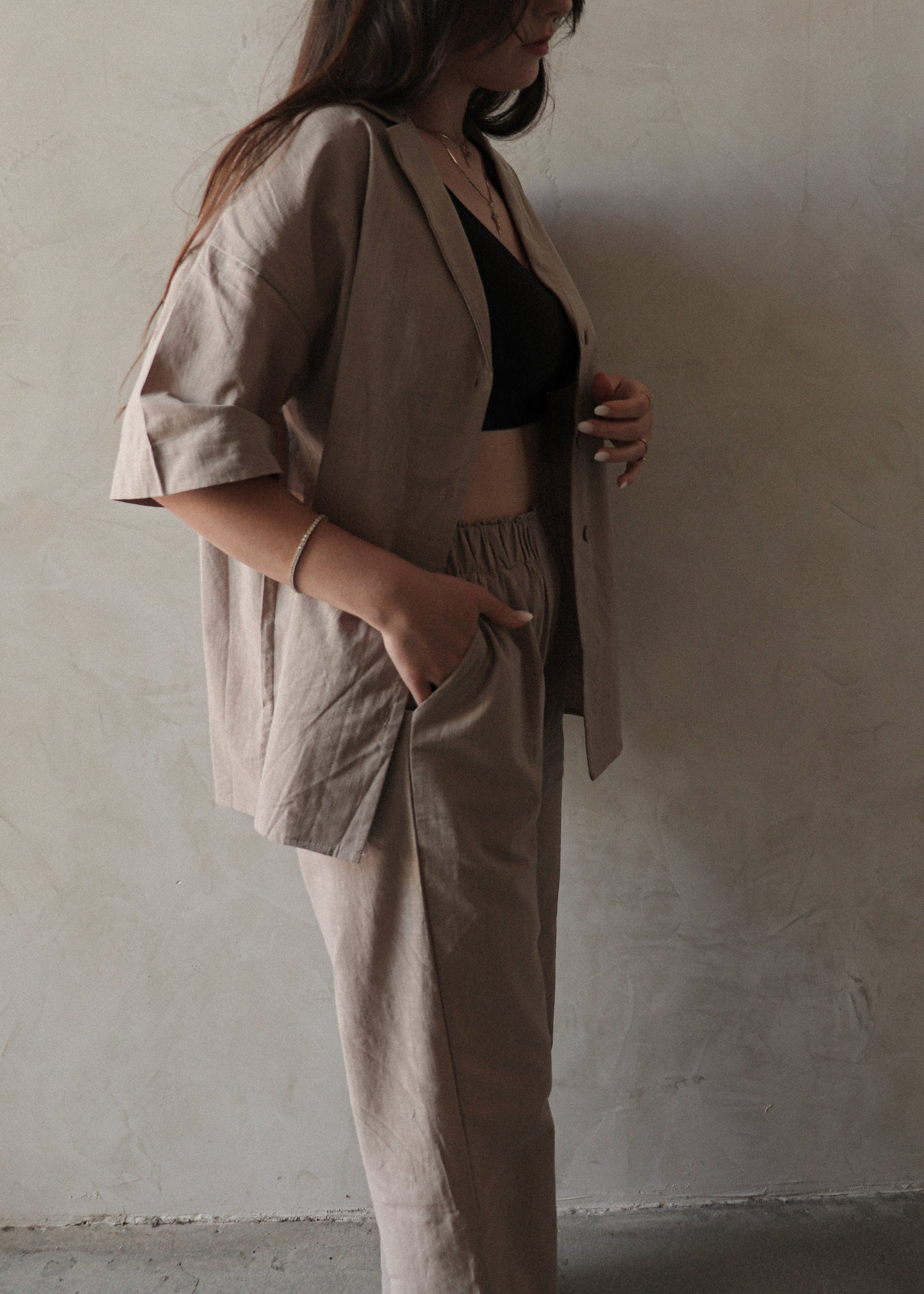 Lina Short Sleeve Button Up - Sand
