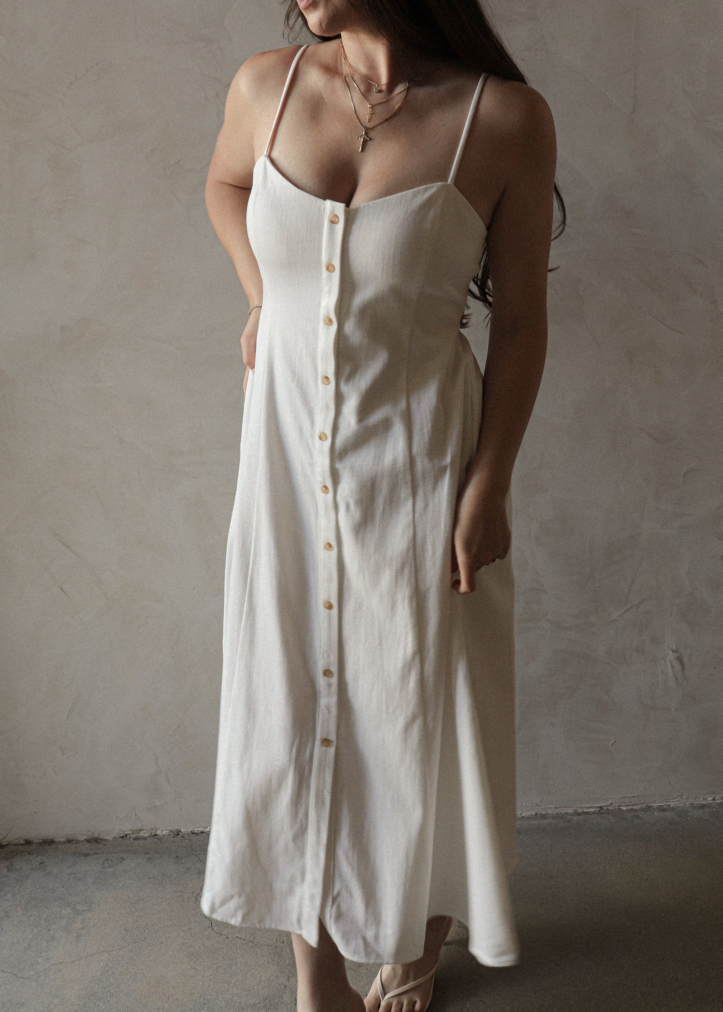 Daisy Midi Dress - White